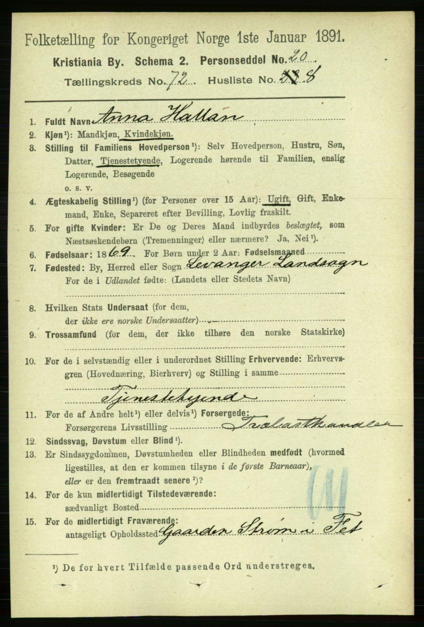 RA, 1891 census for 0301 Kristiania, 1891, p. 39330