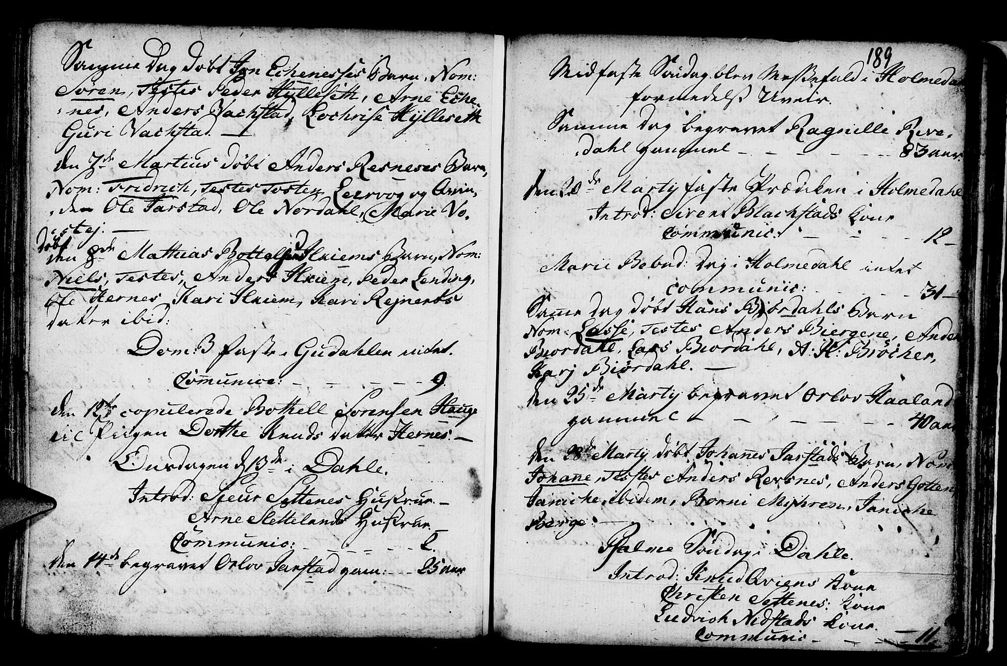 Fjaler sokneprestembete, AV/SAB-A-79801/H/Haa/Haaa/L0001: Parish register (official) no. A 1, 1755-1778, p. 189