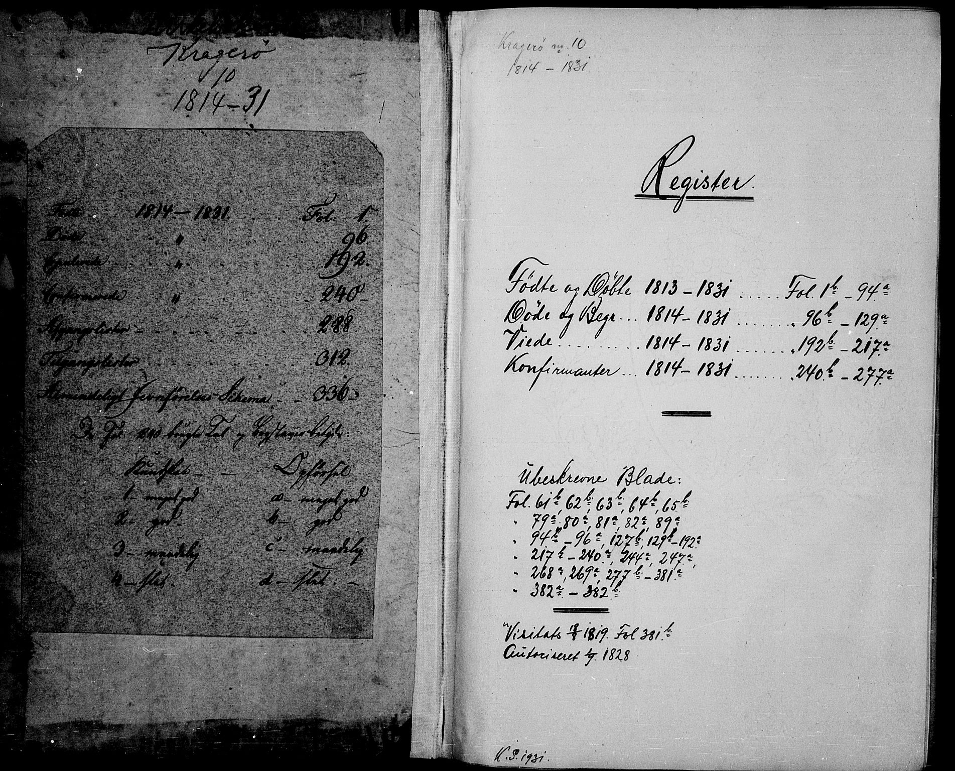 Kragerø kirkebøker, SAKO/A-278/F/Fa/L0004: Parish register (official) no. 4, 1814-1831