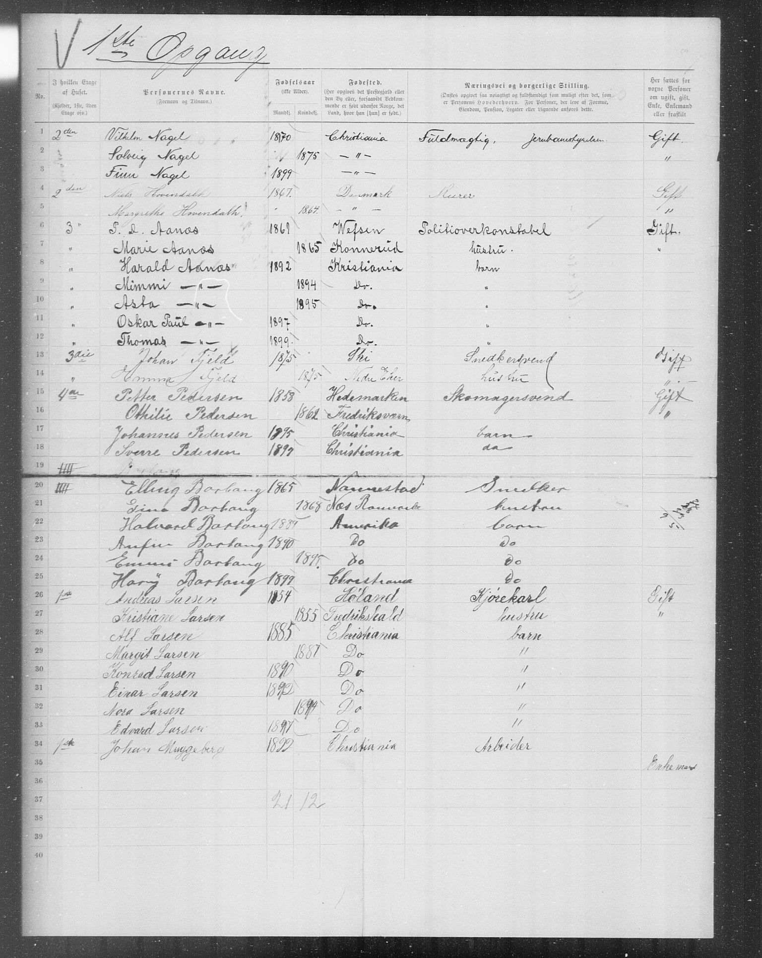 OBA, Municipal Census 1899 for Kristiania, 1899, p. 8275