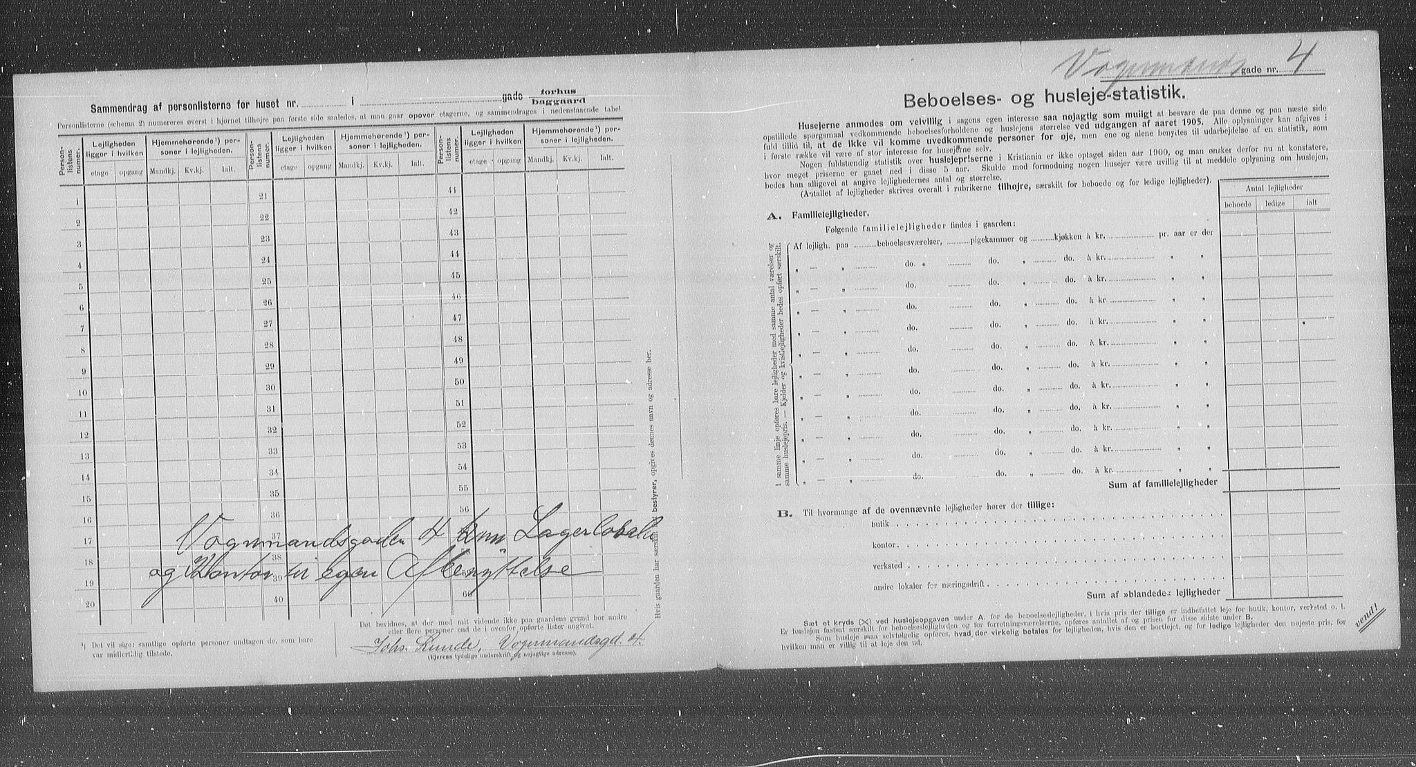 OBA, Municipal Census 1905 for Kristiania, 1905, p. 65494