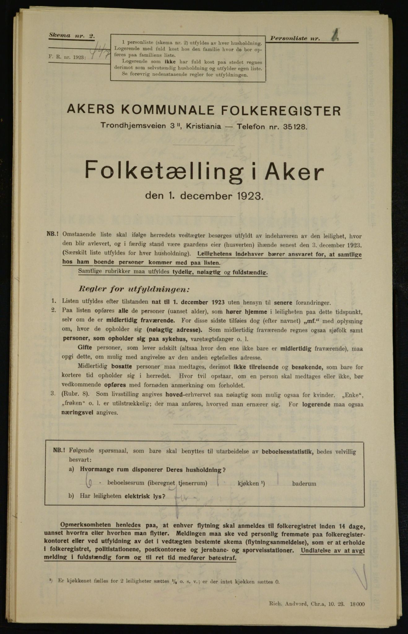 , Municipal Census 1923 for Aker, 1923, p. 39329