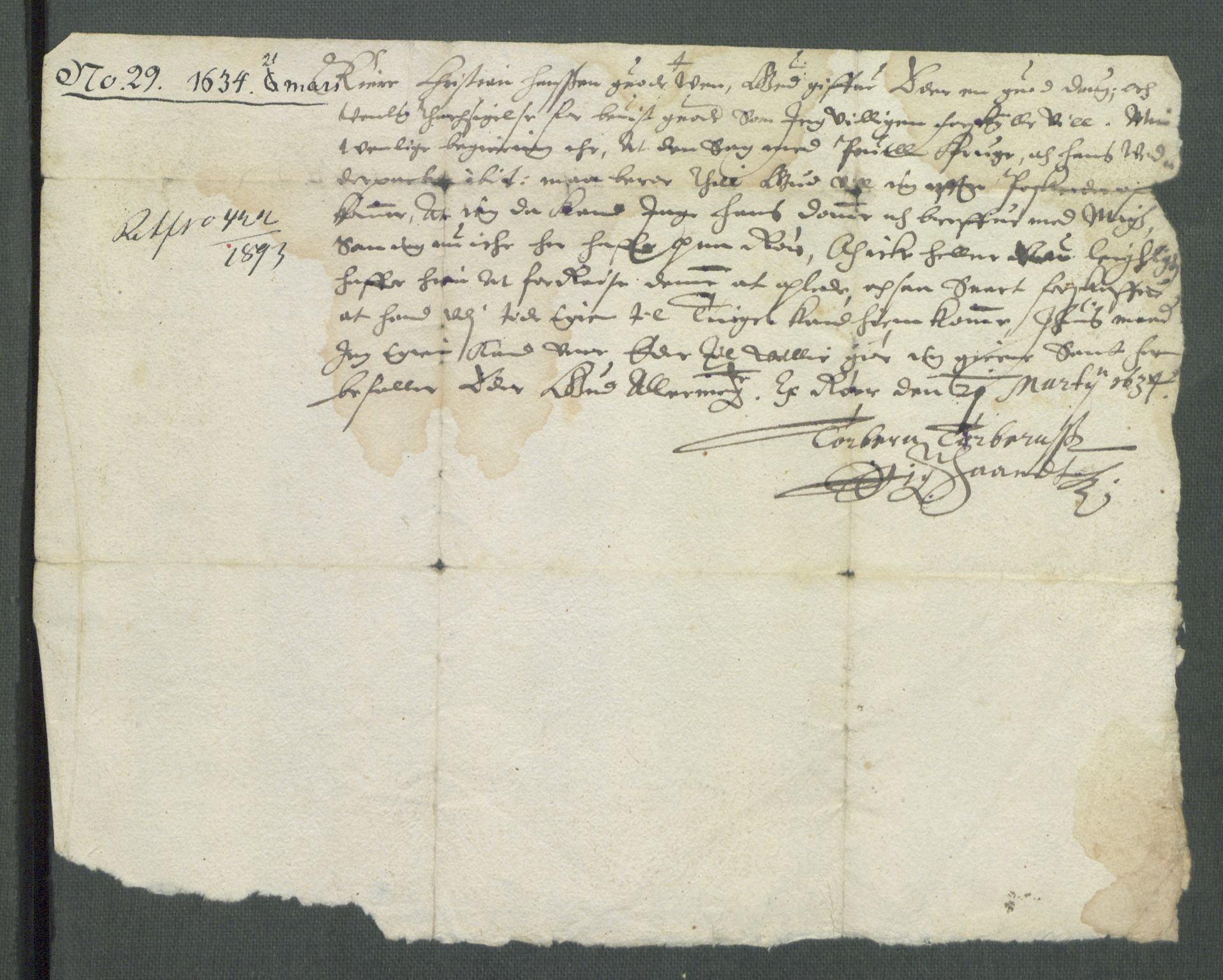 Riksarkivets diplomsamling, RA/EA-5965/F02/L0145: Dokumenter, 1634, p. 38