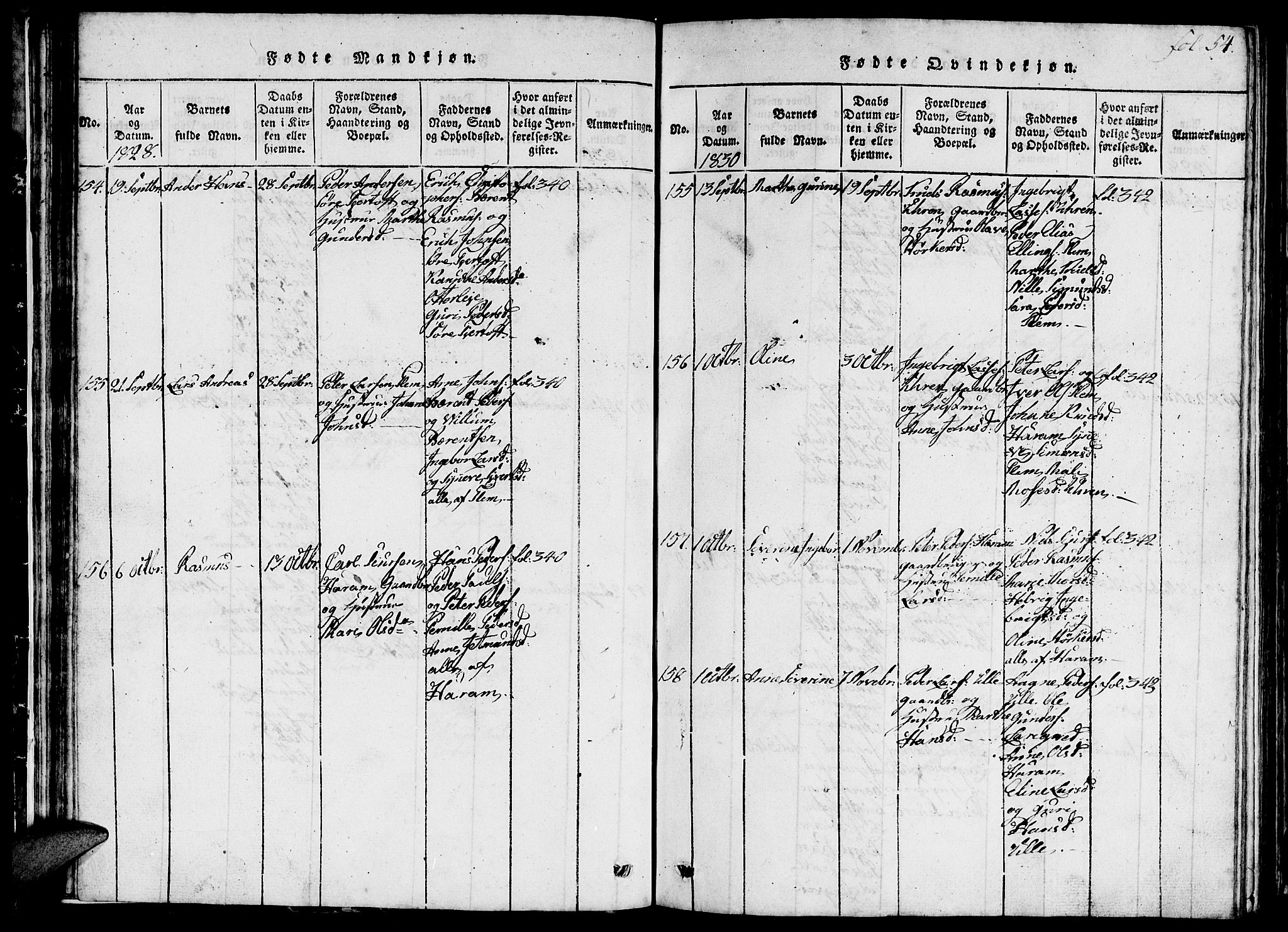 Ministerialprotokoller, klokkerbøker og fødselsregistre - Møre og Romsdal, AV/SAT-A-1454/536/L0506: Parish register (copy) no. 536C01, 1818-1859, p. 54