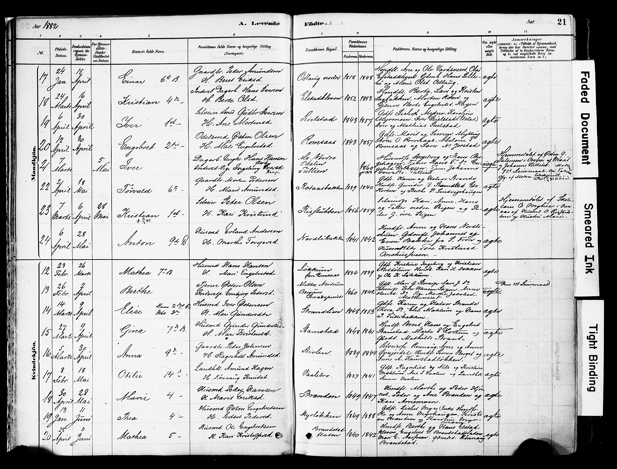 Ringebu prestekontor, AV/SAH-PREST-082/H/Ha/Haa/L0008: Parish register (official) no. 8, 1878-1898, p. 21