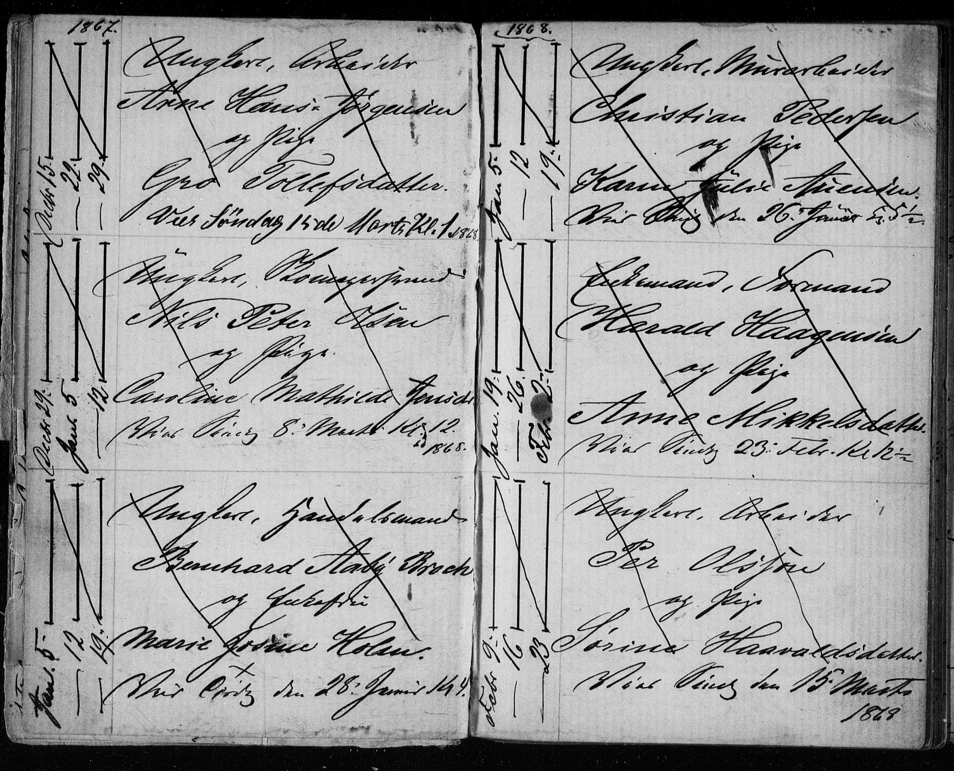 Bragernes kirkebøker, AV/SAKO-A-6/H/Ha/L0005: Banns register no. 5, 1866-1872