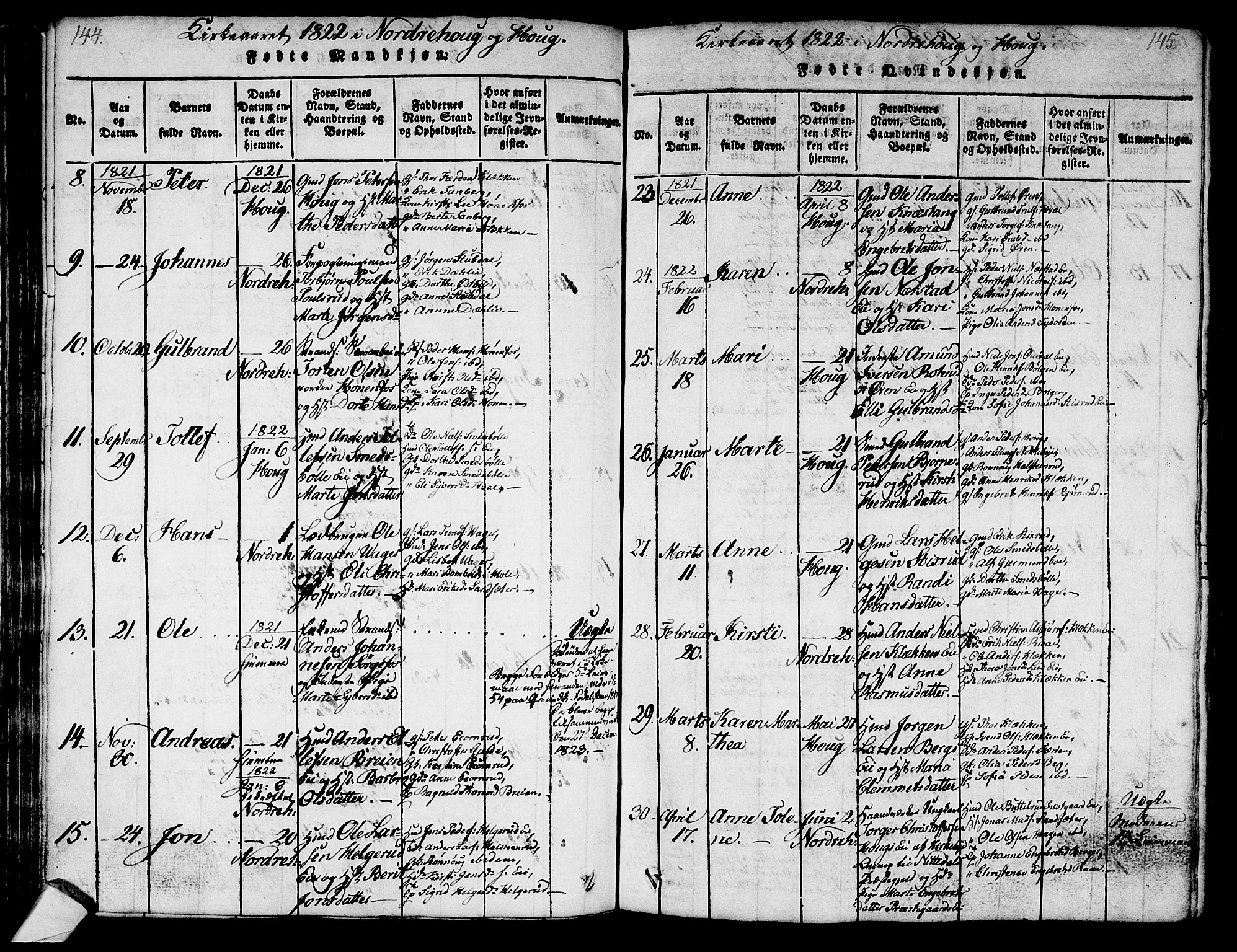 Norderhov kirkebøker, AV/SAKO-A-237/G/Ga/L0003: Parish register (copy) no. I 3 /1, 1814-1876, p. 144-145