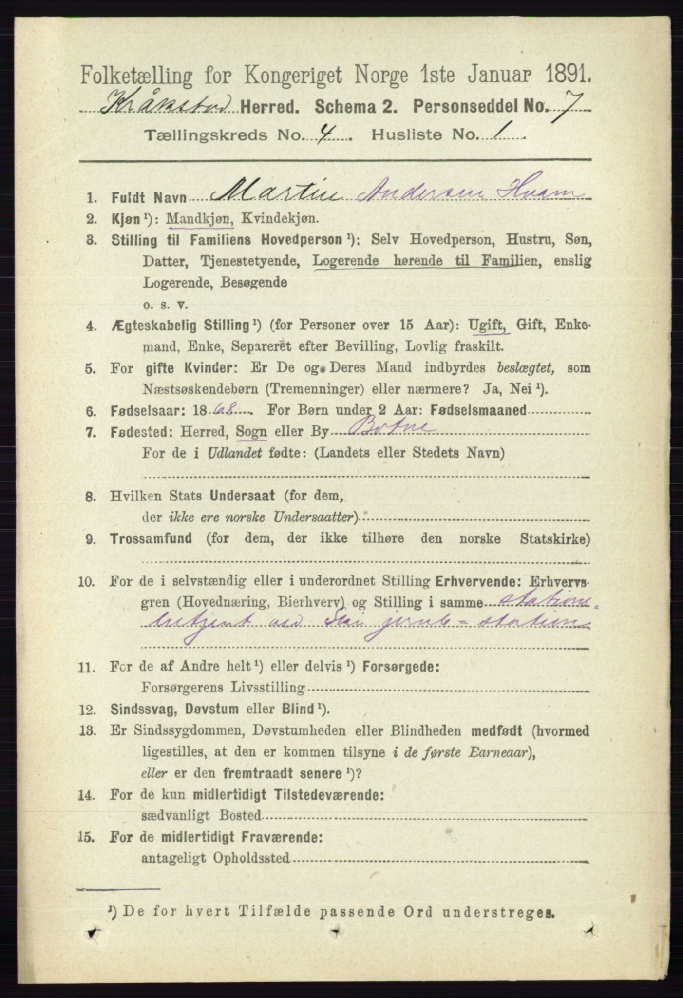 RA, 1891 census for 0212 Kråkstad, 1891, p. 1726