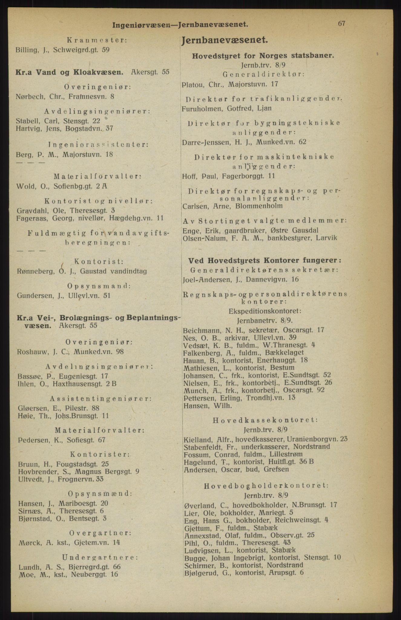 Kristiania/Oslo adressebok, PUBL/-, 1914, p. 67