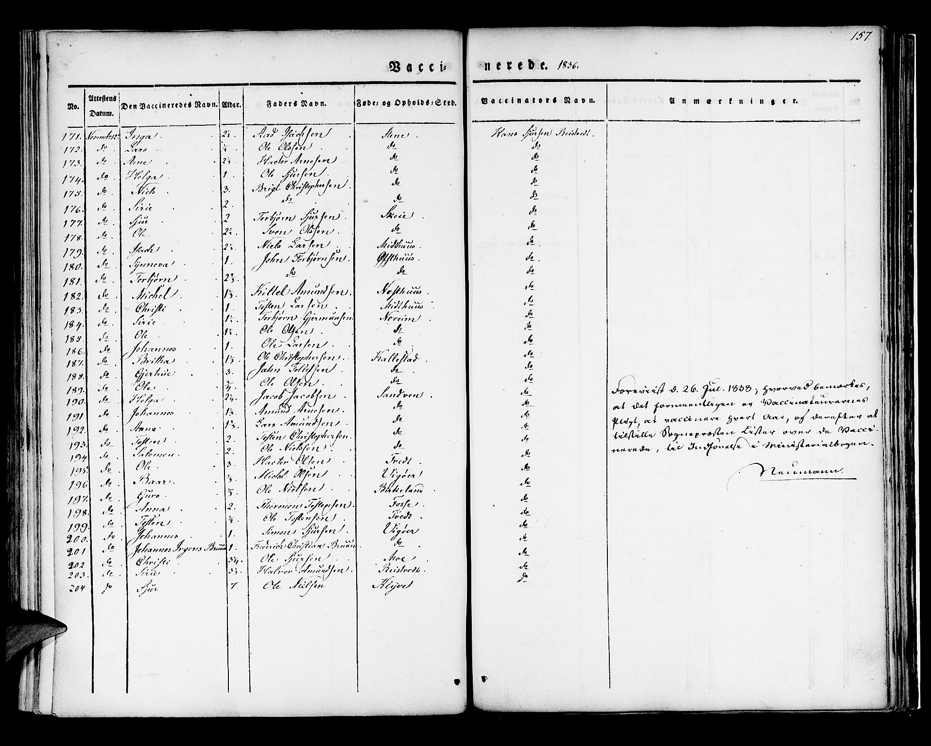 Kvam sokneprestembete, SAB/A-76201/H/Haa: Parish register (official) no. A 7, 1832-1843, p. 157