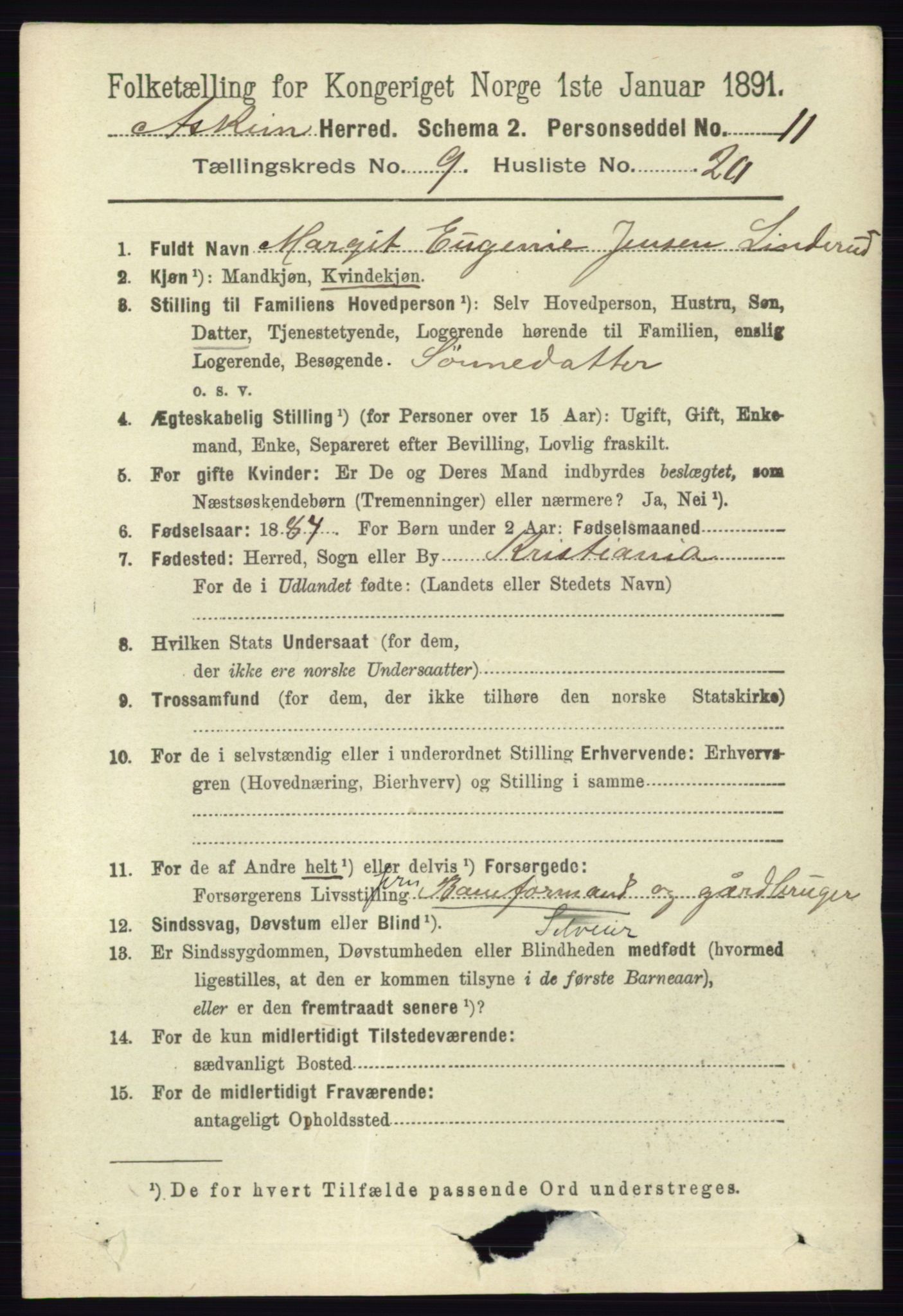 RA, 1891 census for 0124 Askim, 1891, p. 1582