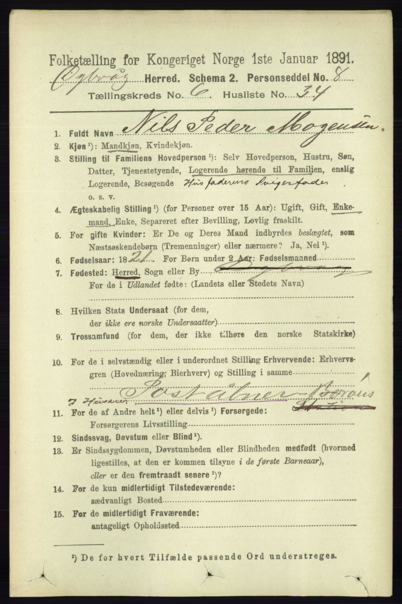 RA, 1891 census for 0915 Dypvåg, 1891, p. 1971