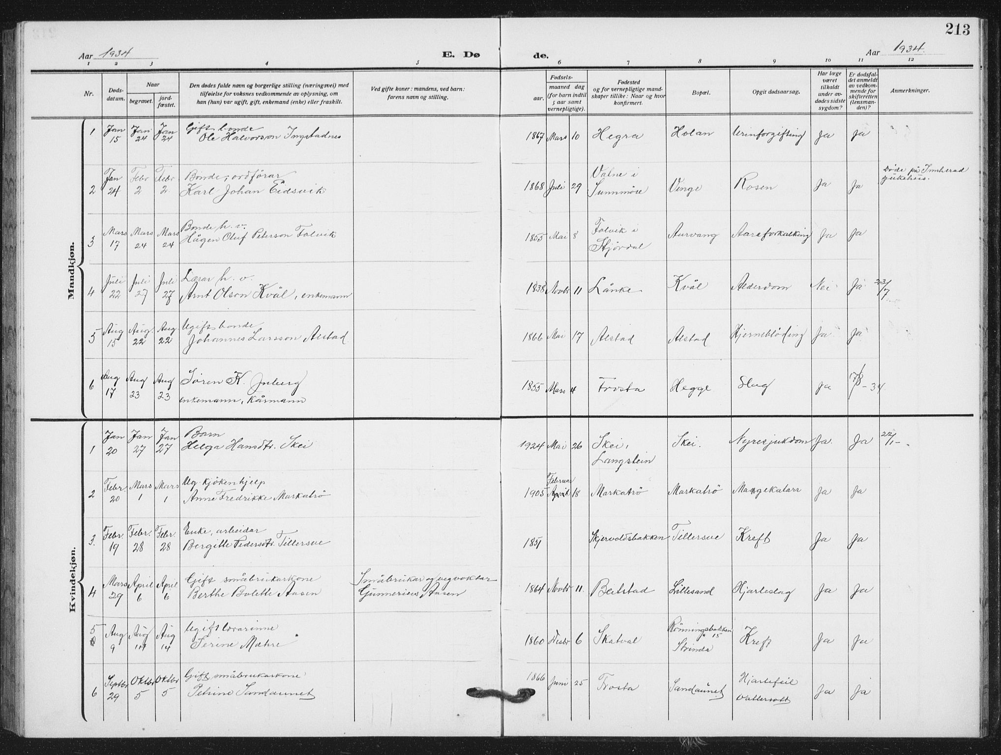Ministerialprotokoller, klokkerbøker og fødselsregistre - Nord-Trøndelag, SAT/A-1458/712/L0104: Parish register (copy) no. 712C02, 1917-1939, p. 213