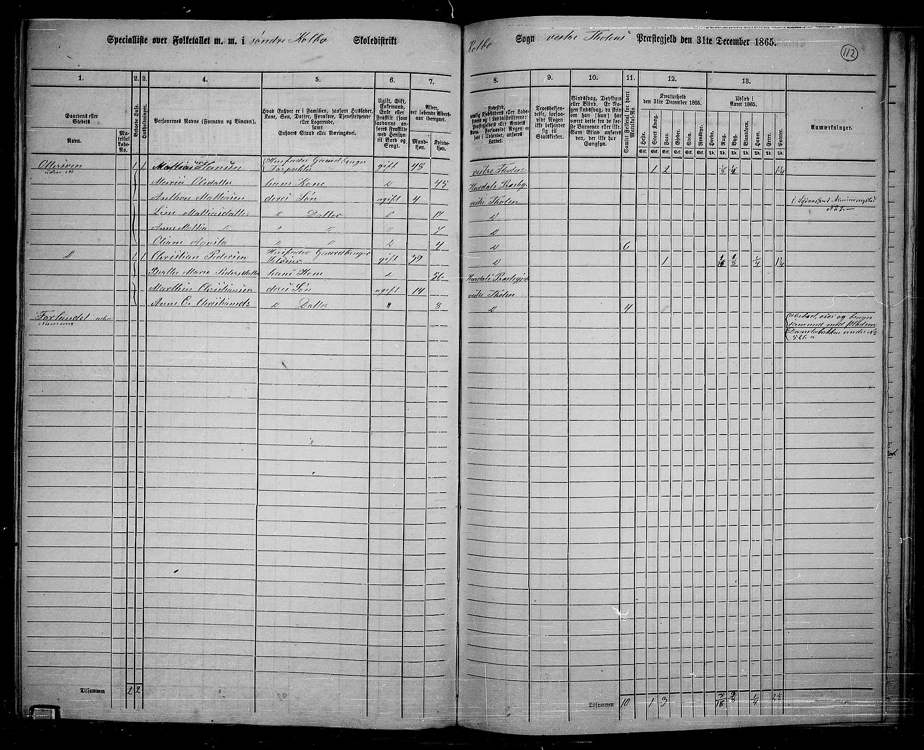 RA, 1865 census for Vestre Toten, 1865, p. 266