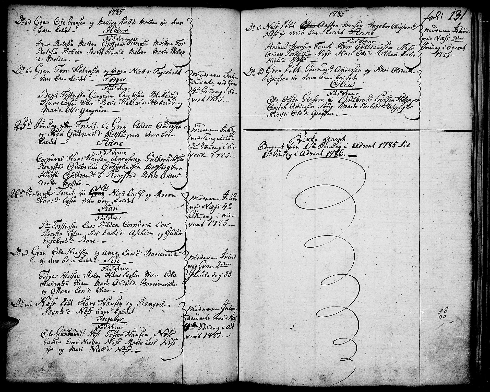 Gran prestekontor, SAH/PREST-112/H/Ha/Haa/L0005: Parish register (official) no. 5, 1776-1788, p. 131