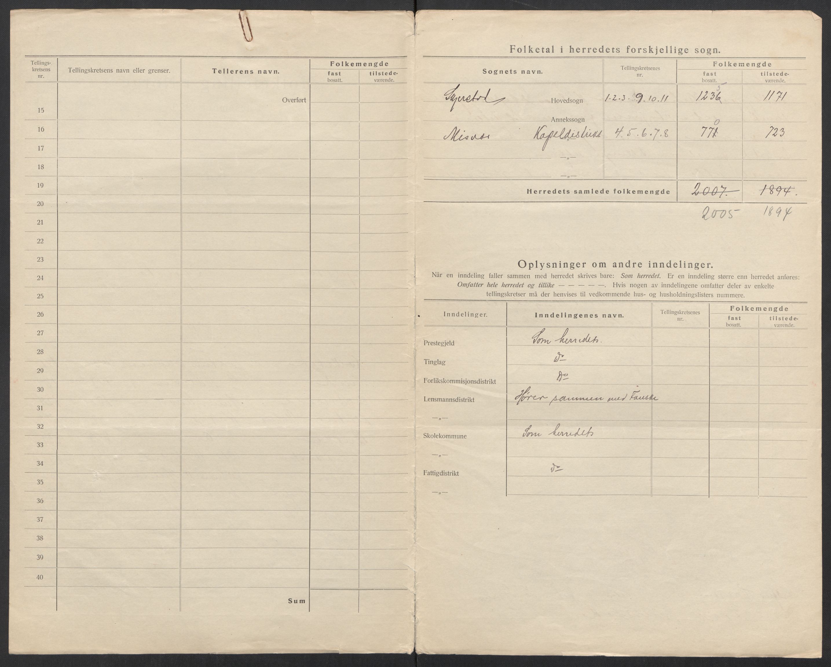 SAT, 1920 census for Skjerstad, 1920, p. 5