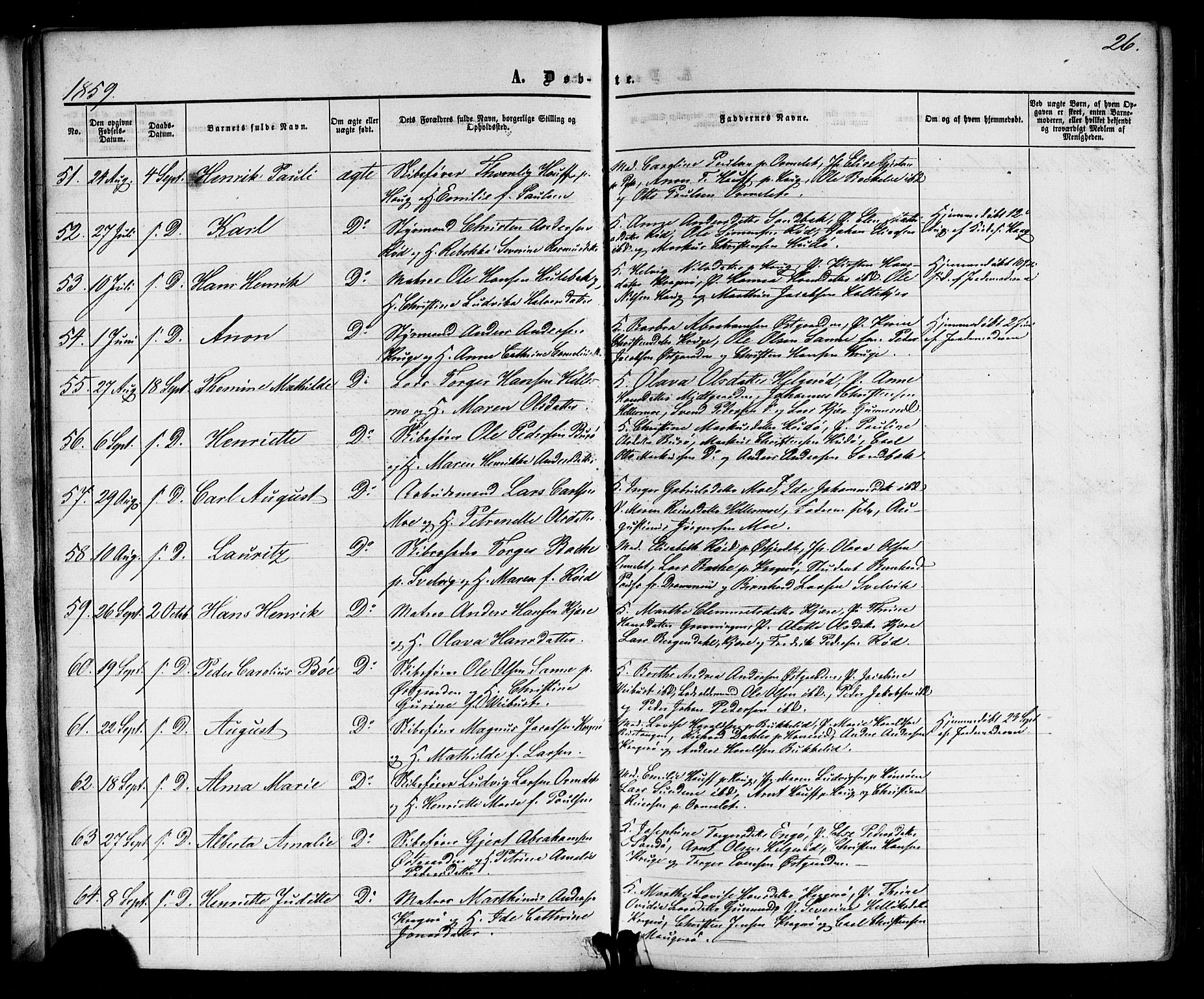 Nøtterøy kirkebøker, AV/SAKO-A-354/G/Gb/L0001: Parish register (copy) no. II 1, 1856-1874, p. 26