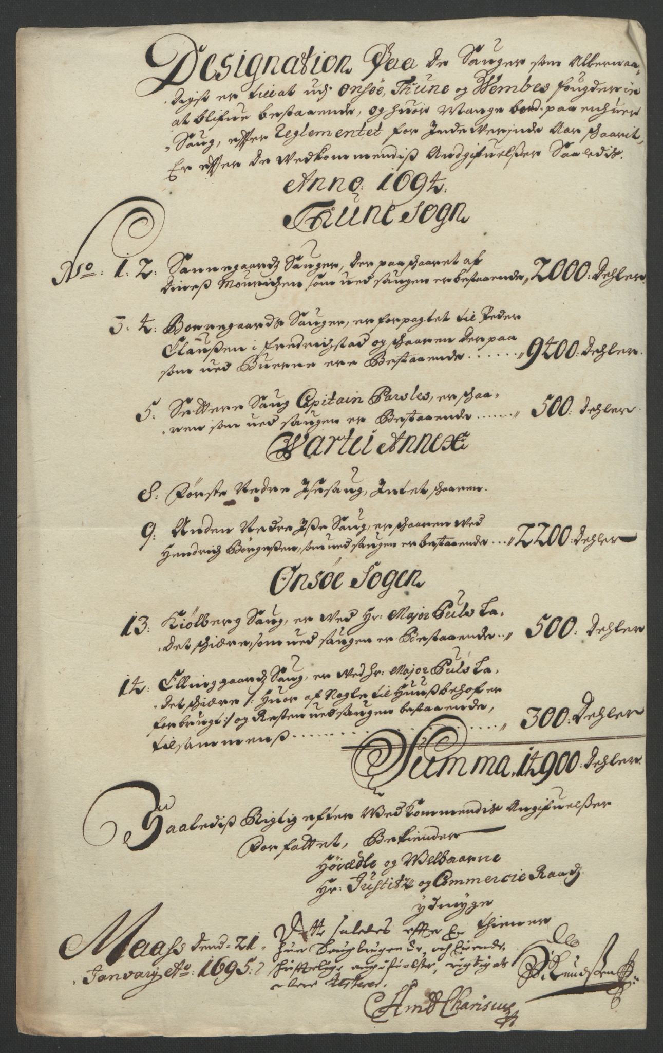 Rentekammeret inntil 1814, Reviderte regnskaper, Fogderegnskap, RA/EA-4092/R03/L0121: Fogderegnskap Onsøy, Tune, Veme og Åbygge fogderi, 1694, p. 242