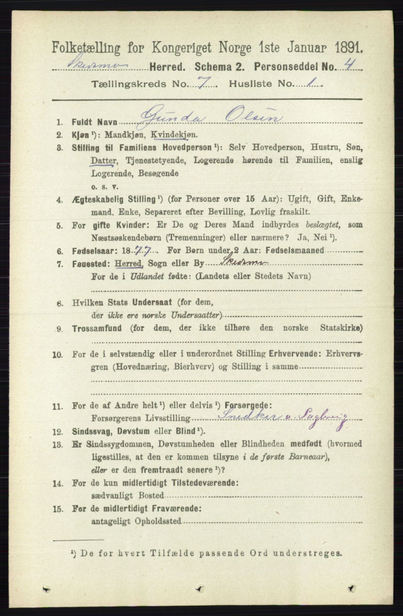 RA, 1891 census for 0231 Skedsmo, 1891, p. 3339