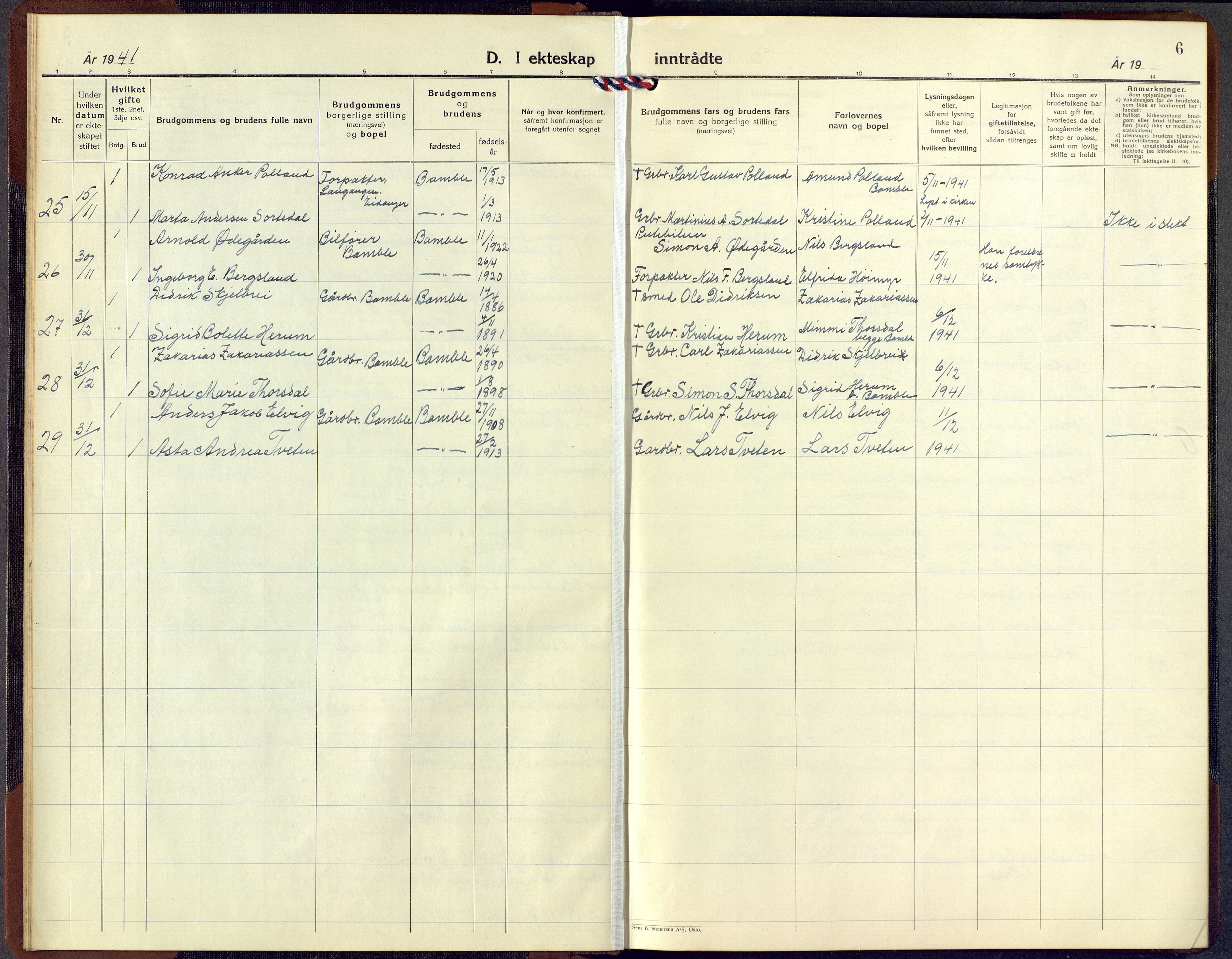 Bamble kirkebøker, AV/SAKO-A-253/G/Ga/L0013: Parish register (copy) no. I 13, 1941-1949, p. 6