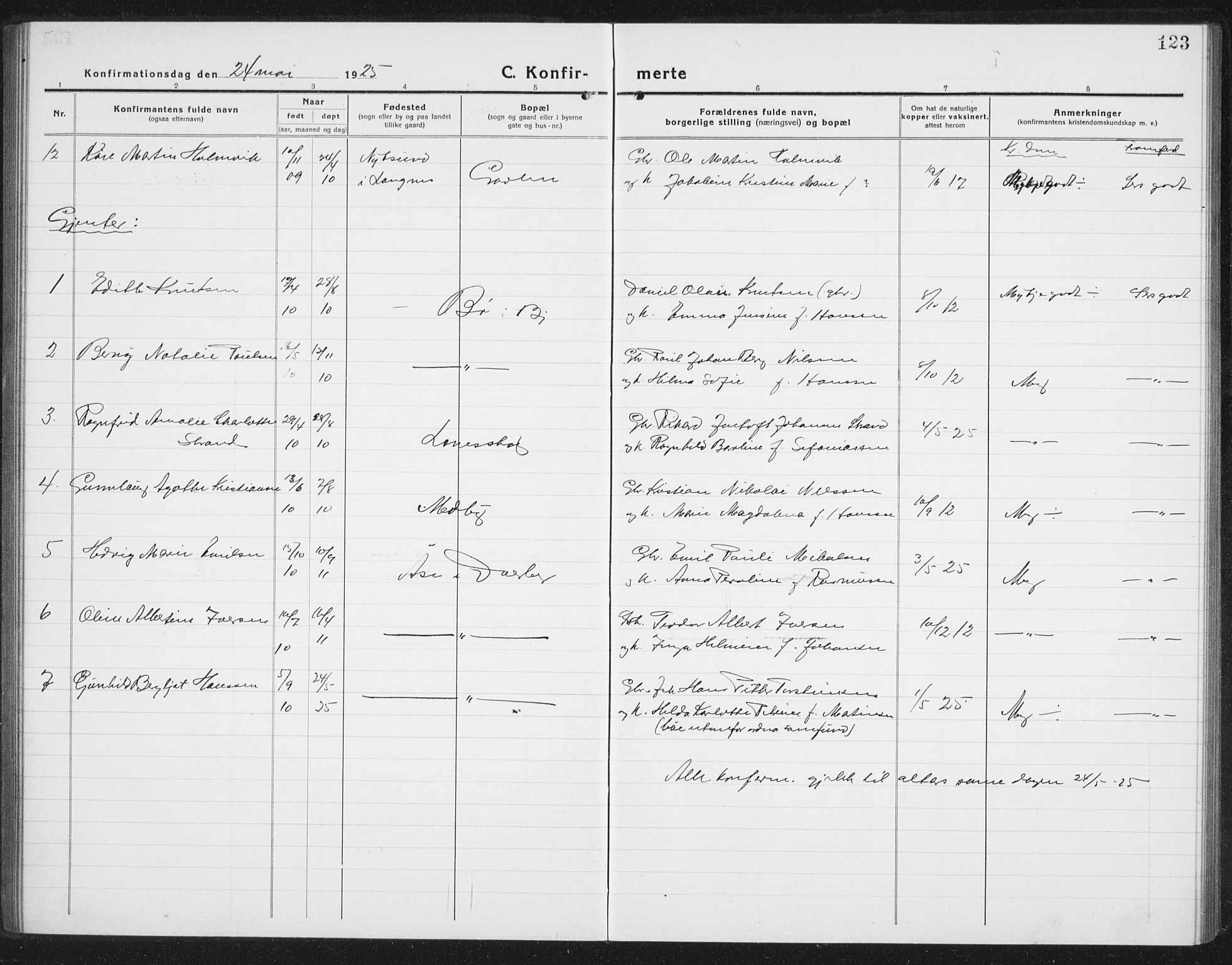 Ministerialprotokoller, klokkerbøker og fødselsregistre - Nordland, AV/SAT-A-1459/898/L1428: Parish register (copy) no. 898C03, 1918-1938, p. 123