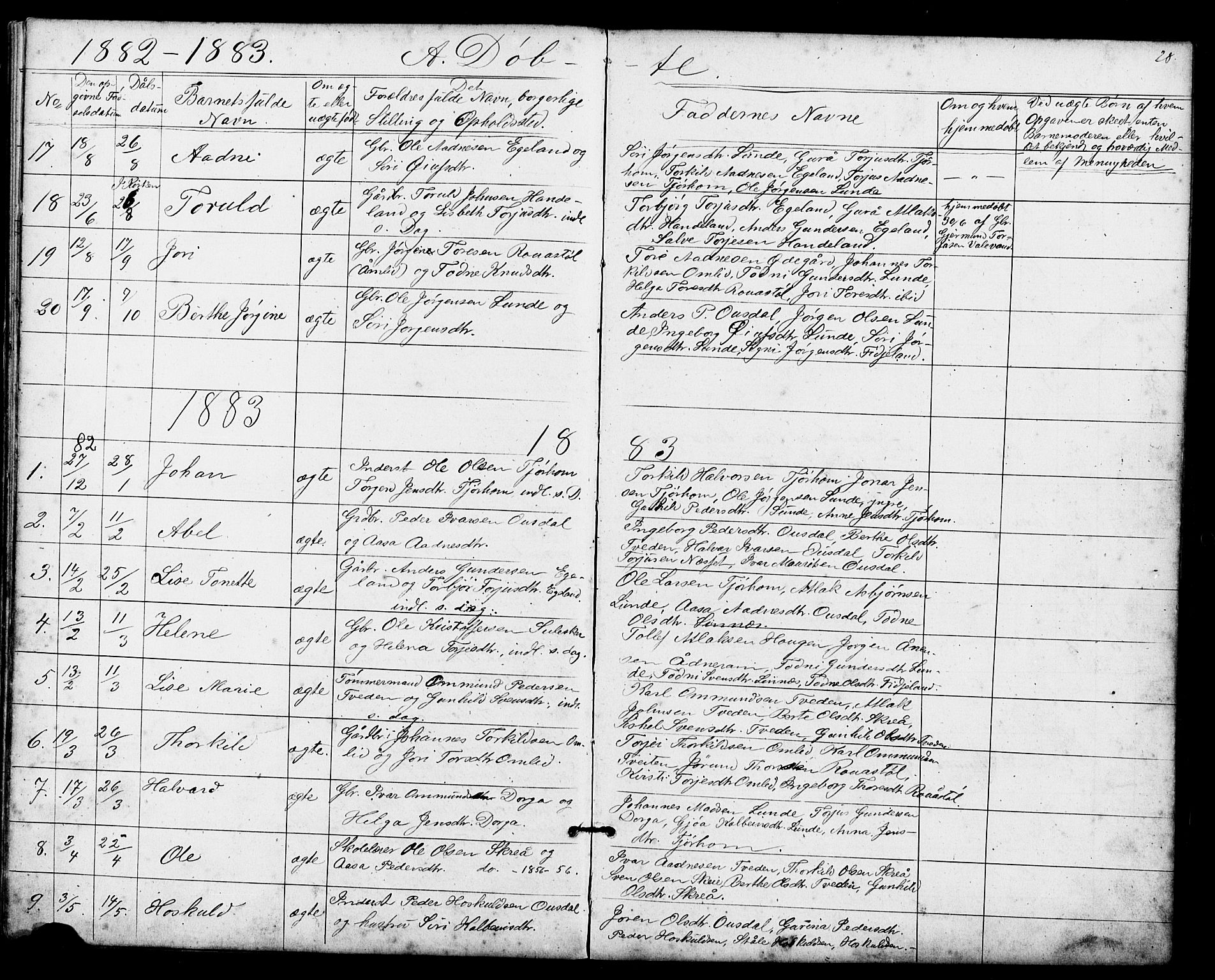 Sirdal sokneprestkontor, AV/SAK-1111-0036/F/Fb/Fba/L0001: Parish register (copy) no. B 1, 1872-1905, p. 28