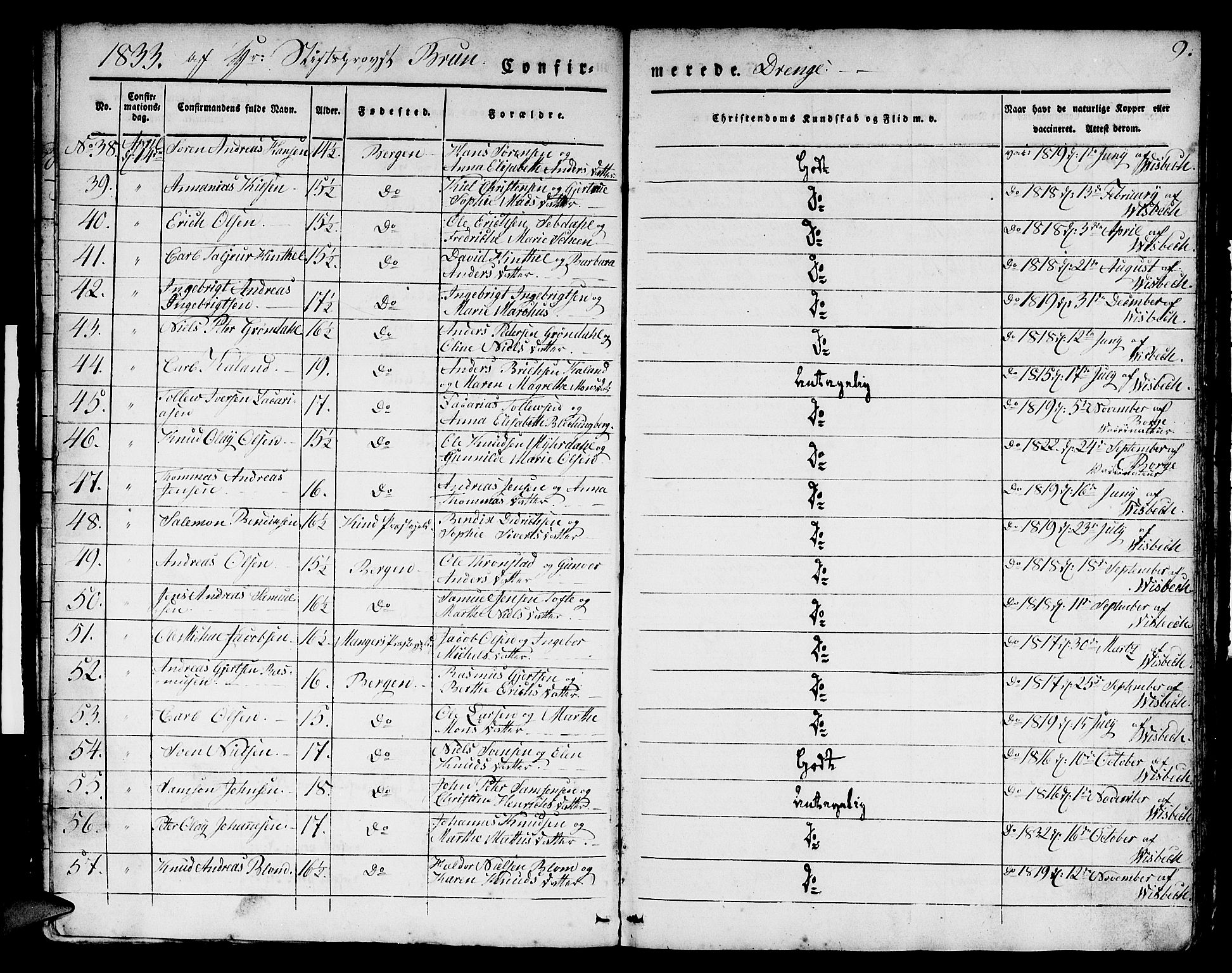 Domkirken sokneprestembete, AV/SAB-A-74801/H/Hab/L0021: Parish register (copy) no. C 1, 1832-1838, p. 9