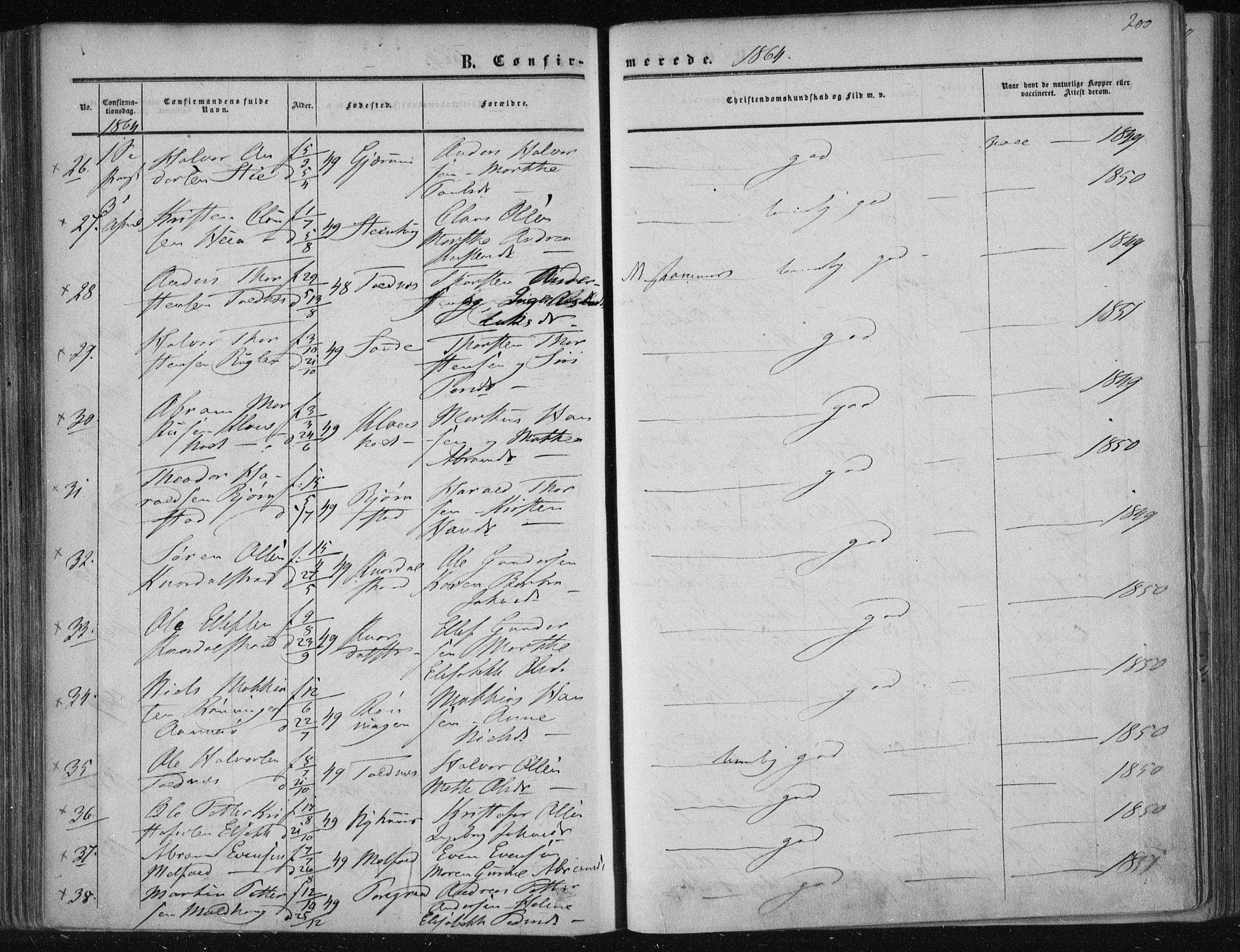 Solum kirkebøker, AV/SAKO-A-306/F/Fa/L0007: Parish register (official) no. I 7, 1856-1864, p. 200