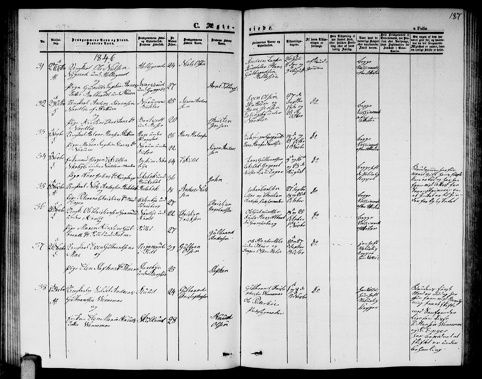 Høland prestekontor Kirkebøker, AV/SAO-A-10346a/G/Ga/L0003: Parish register (copy) no. I 3, 1846-1853, p. 187