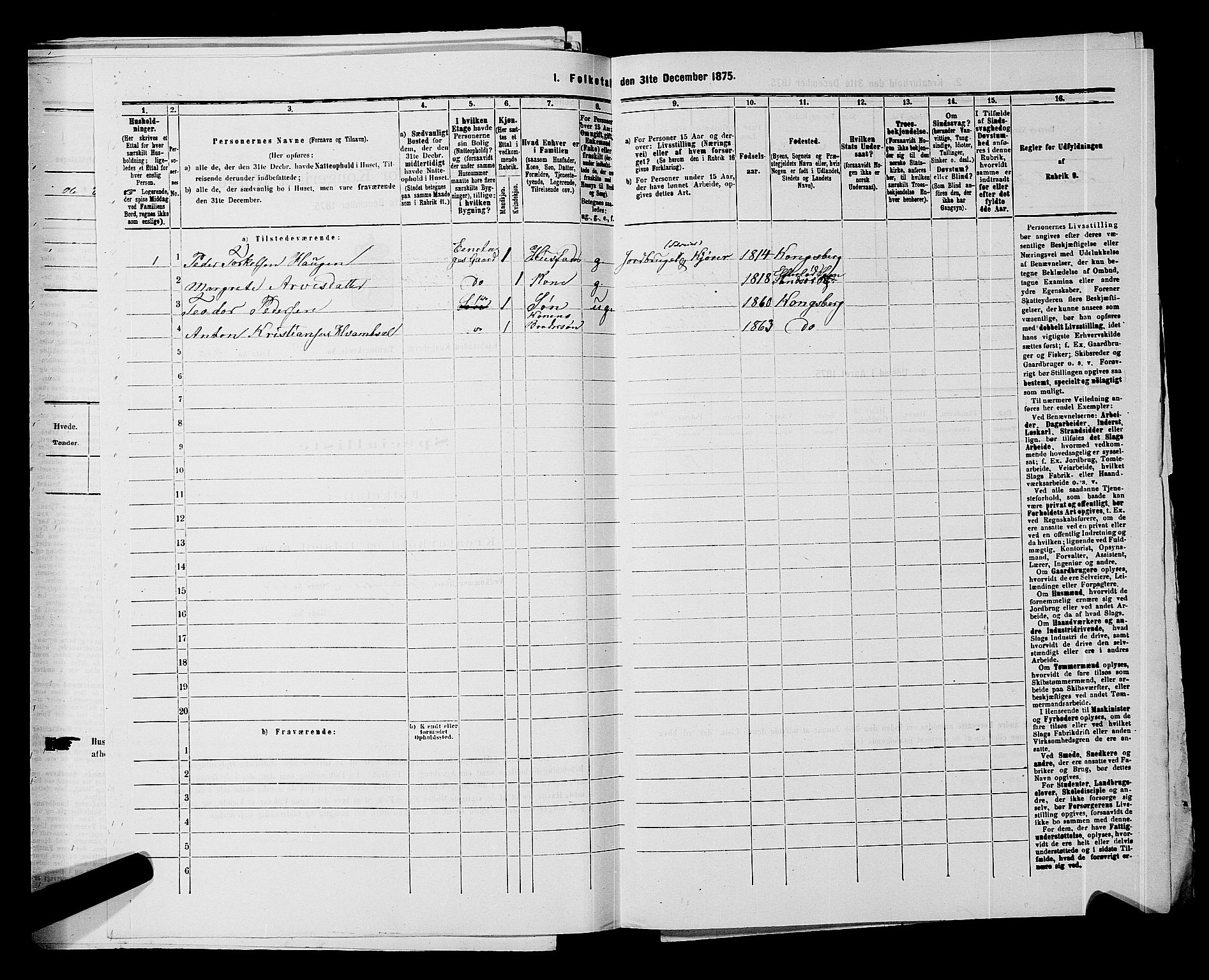 SAKO, 1875 census for 0604B Kongsberg/Kongsberg, 1875, p. 969