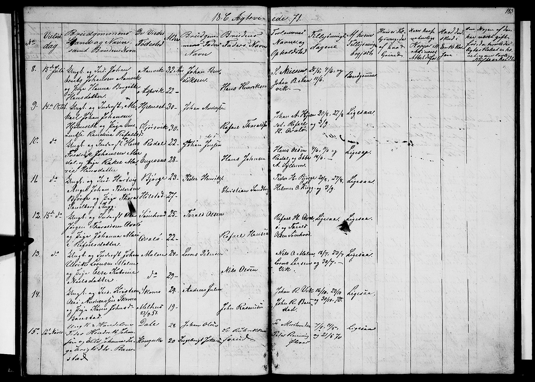 Ministerialprotokoller, klokkerbøker og fødselsregistre - Nordland, AV/SAT-A-1459/812/L0187: Parish register (copy) no. 812C05, 1850-1883, p. 183