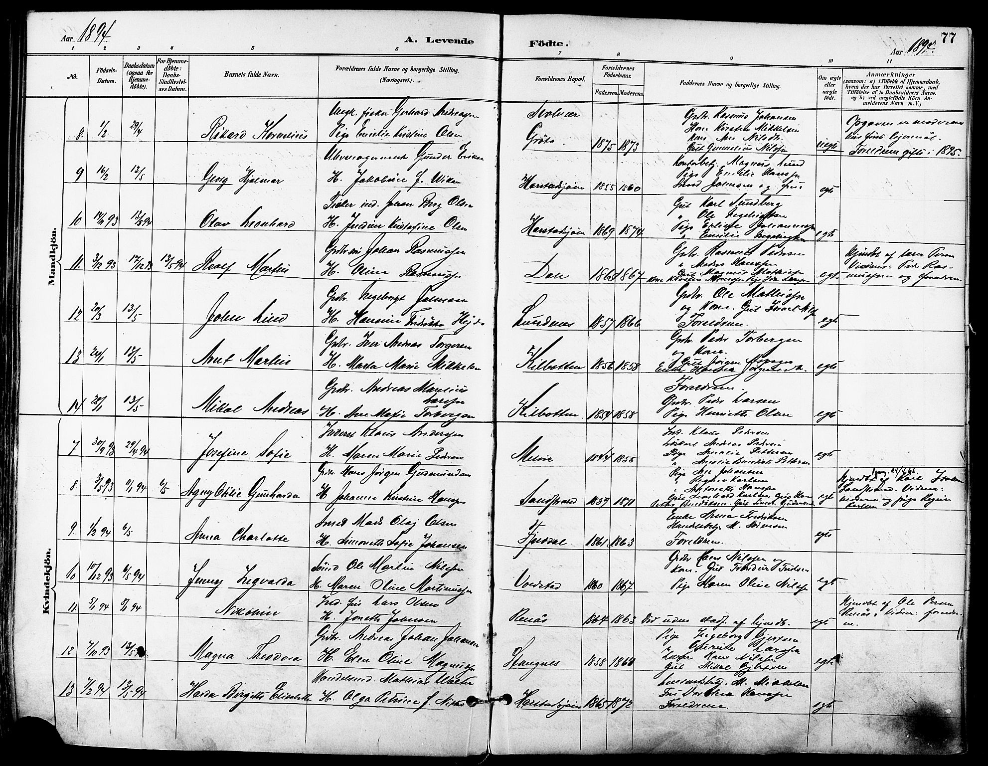 Trondenes sokneprestkontor, SATØ/S-1319/H/Ha/L0016kirke: Parish register (official) no. 16, 1890-1898, p. 77