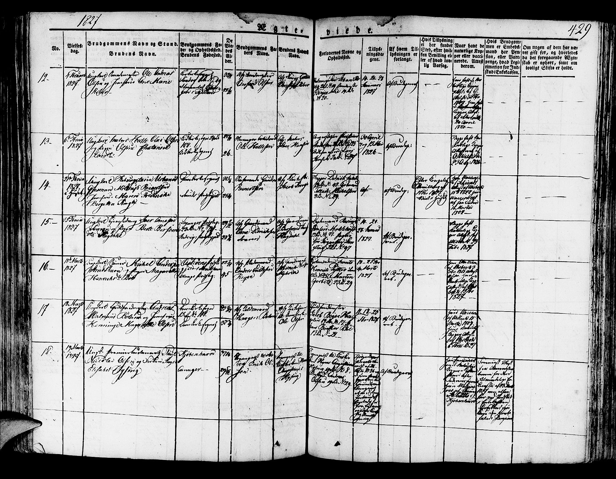 Korskirken sokneprestembete, SAB/A-76101/H/Haa/L0014: Parish register (official) no. A 14, 1823-1835, p. 429