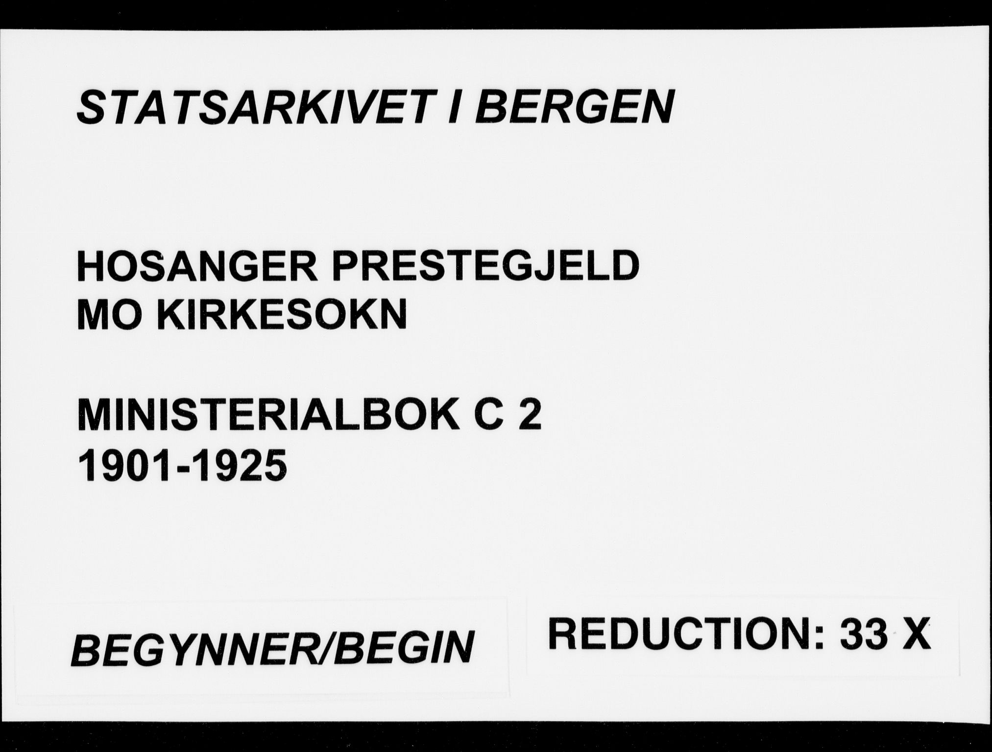 Hosanger sokneprestembete, AV/SAB-A-75801/H/Haa: Parish register (official) no. C  2, 1901-1925