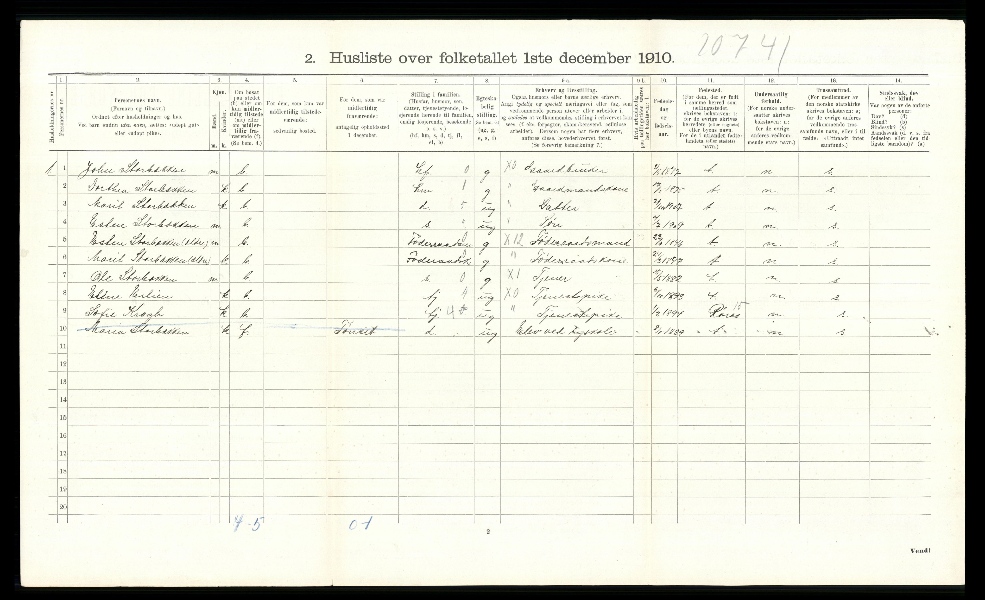 RA, 1910 census for Tolga, 1910, p. 427