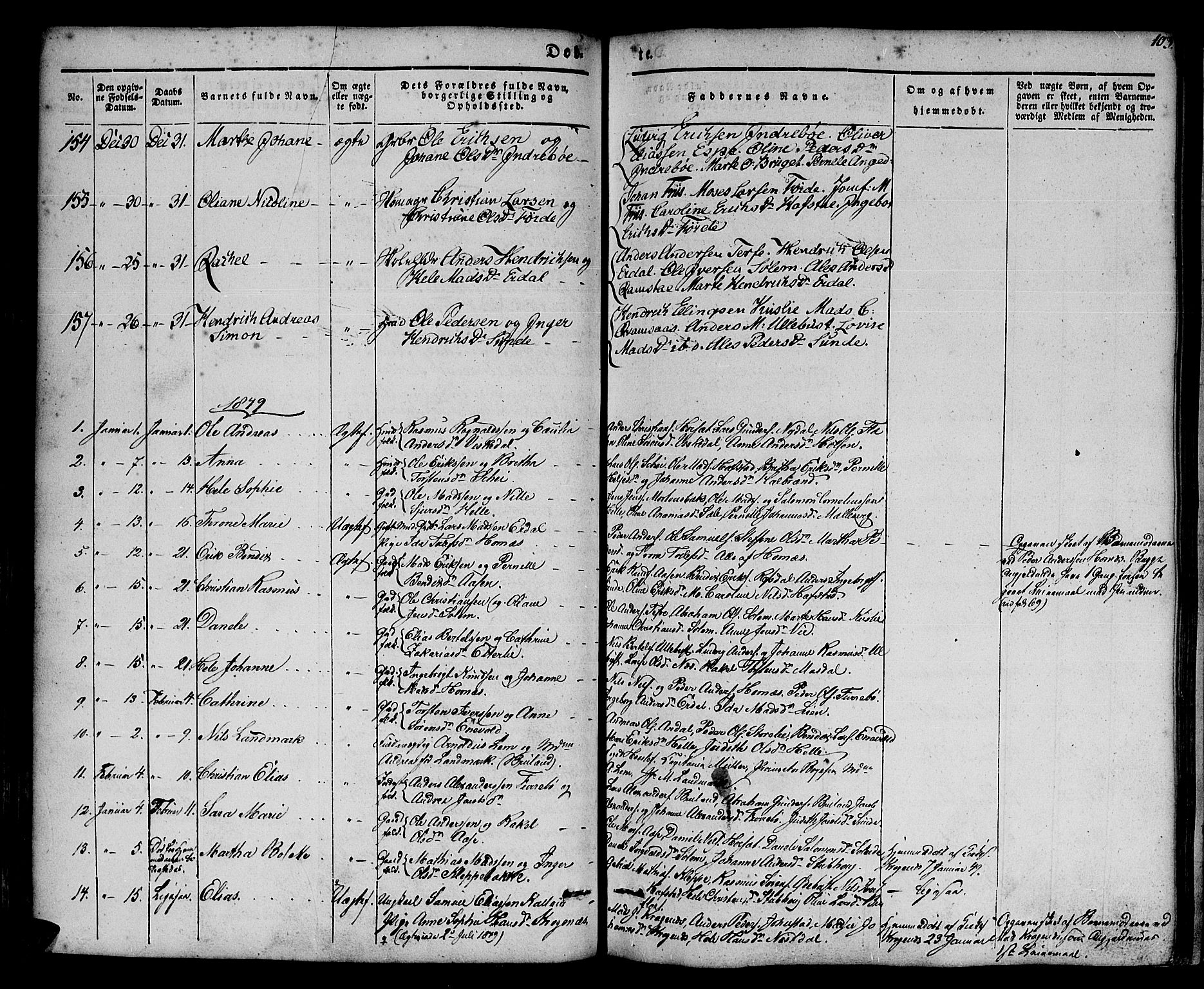 Førde sokneprestembete, AV/SAB-A-79901/H/Haa/Haaa/L0007: Parish register (official) no. A 7, 1843-1860, p. 103