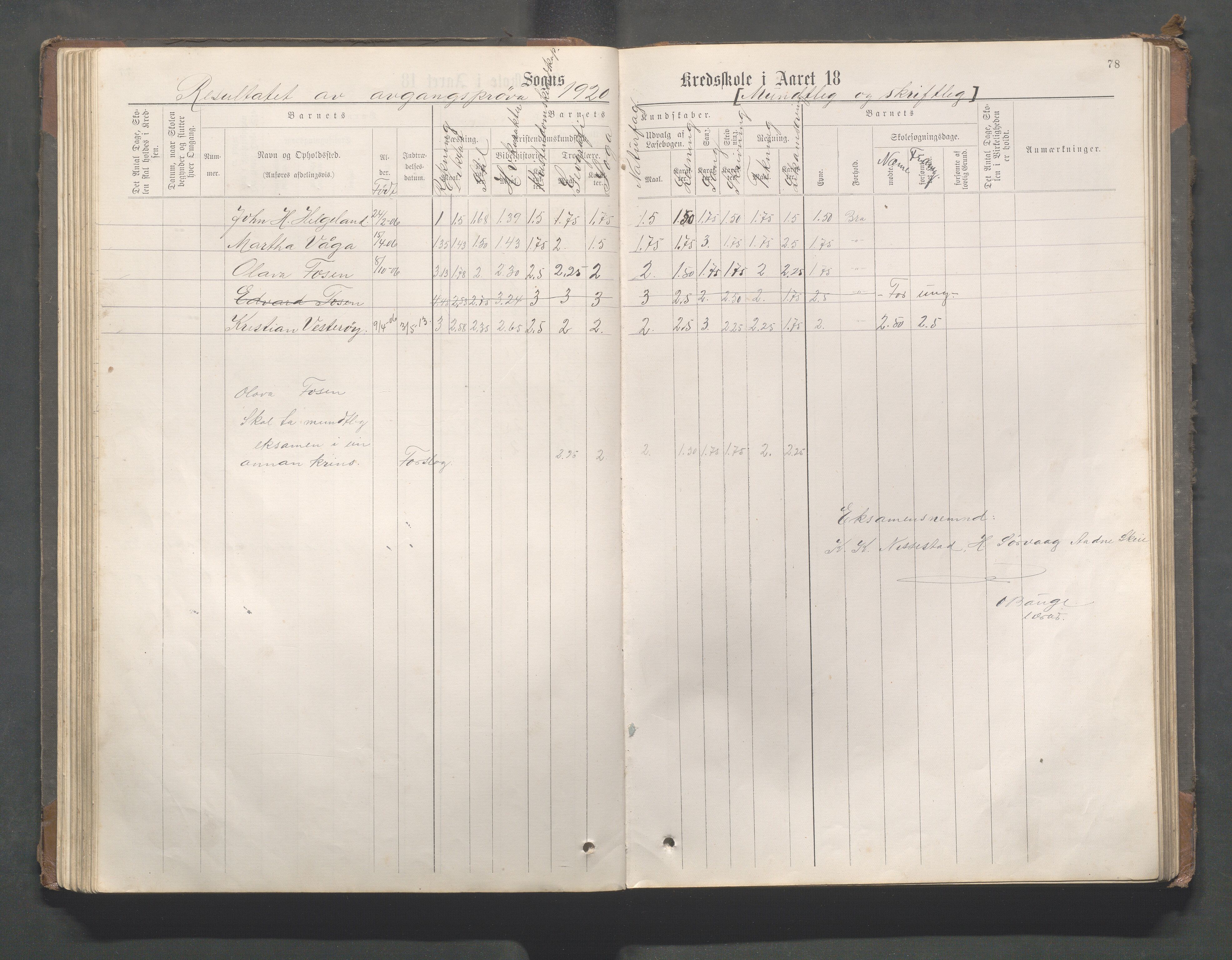 Avaldsnes kommune - Gismarvik, Høvring og Våga skole, IKAR/K-101712/H/L0001: Skoleprotokoll, 1883-1920, p. 78