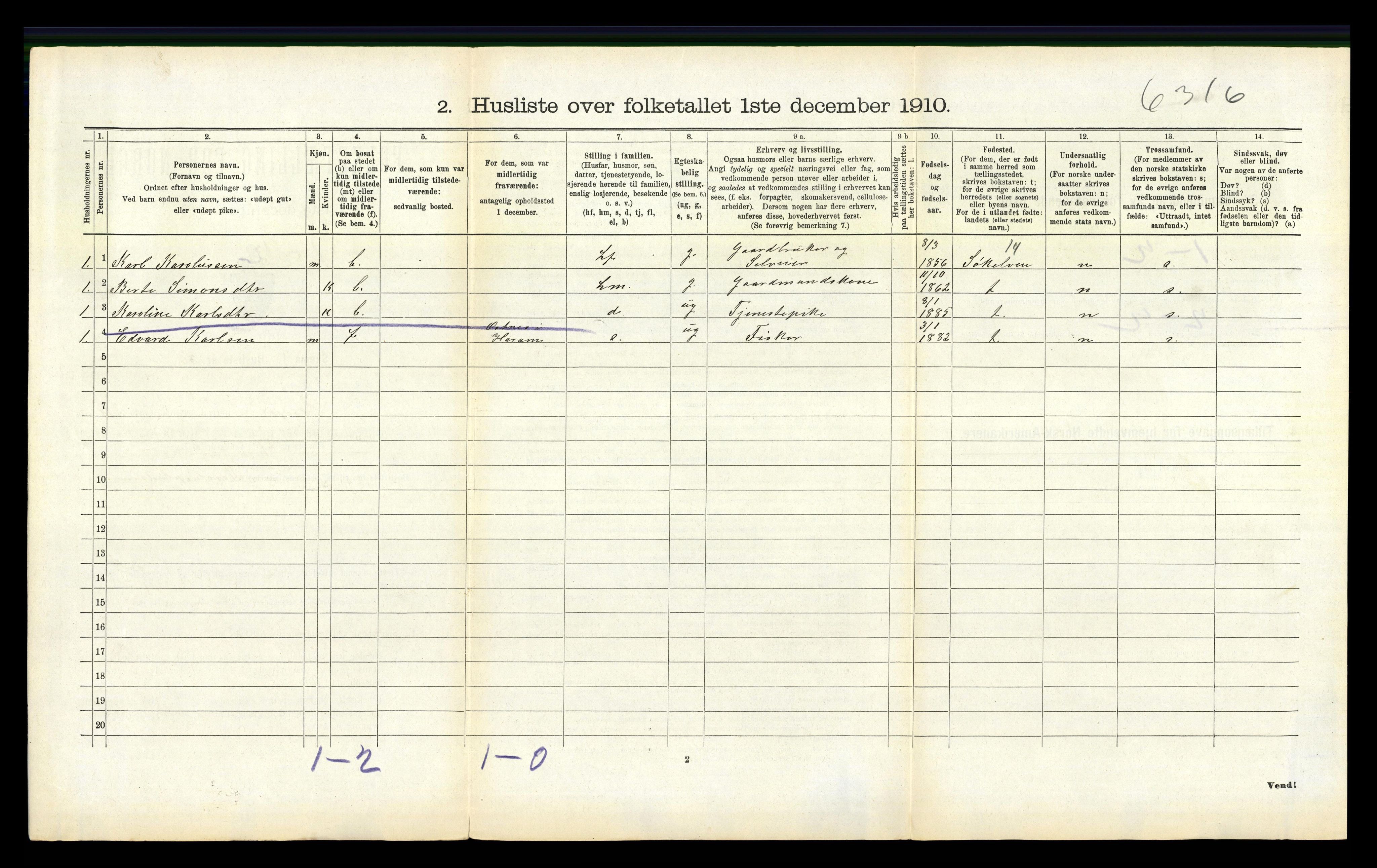 RA, 1910 census for Skodje, 1910, p. 522