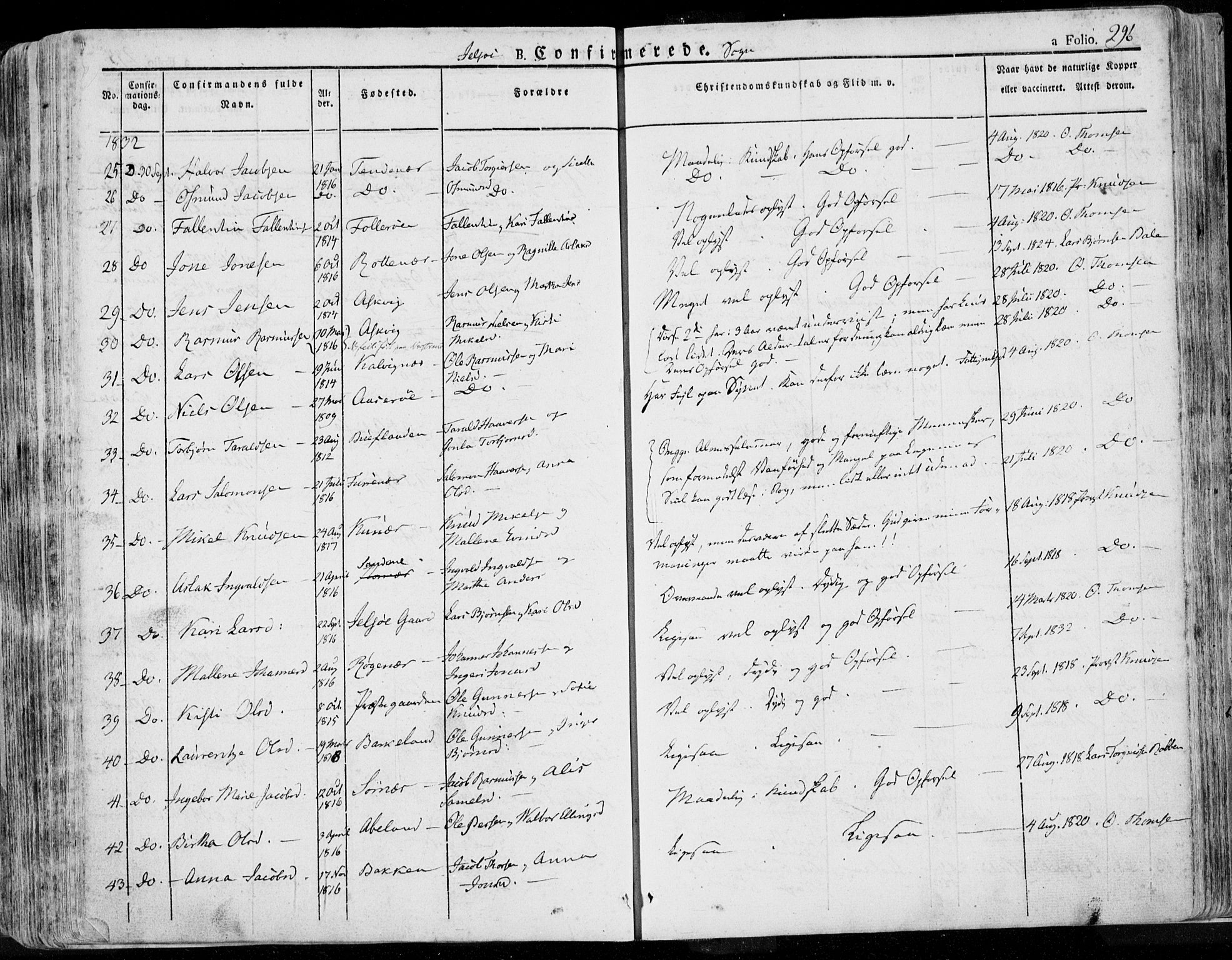 Jelsa sokneprestkontor, SAST/A-101842/01/IV: Parish register (official) no. A 6.1, 1828-1853, p. 296