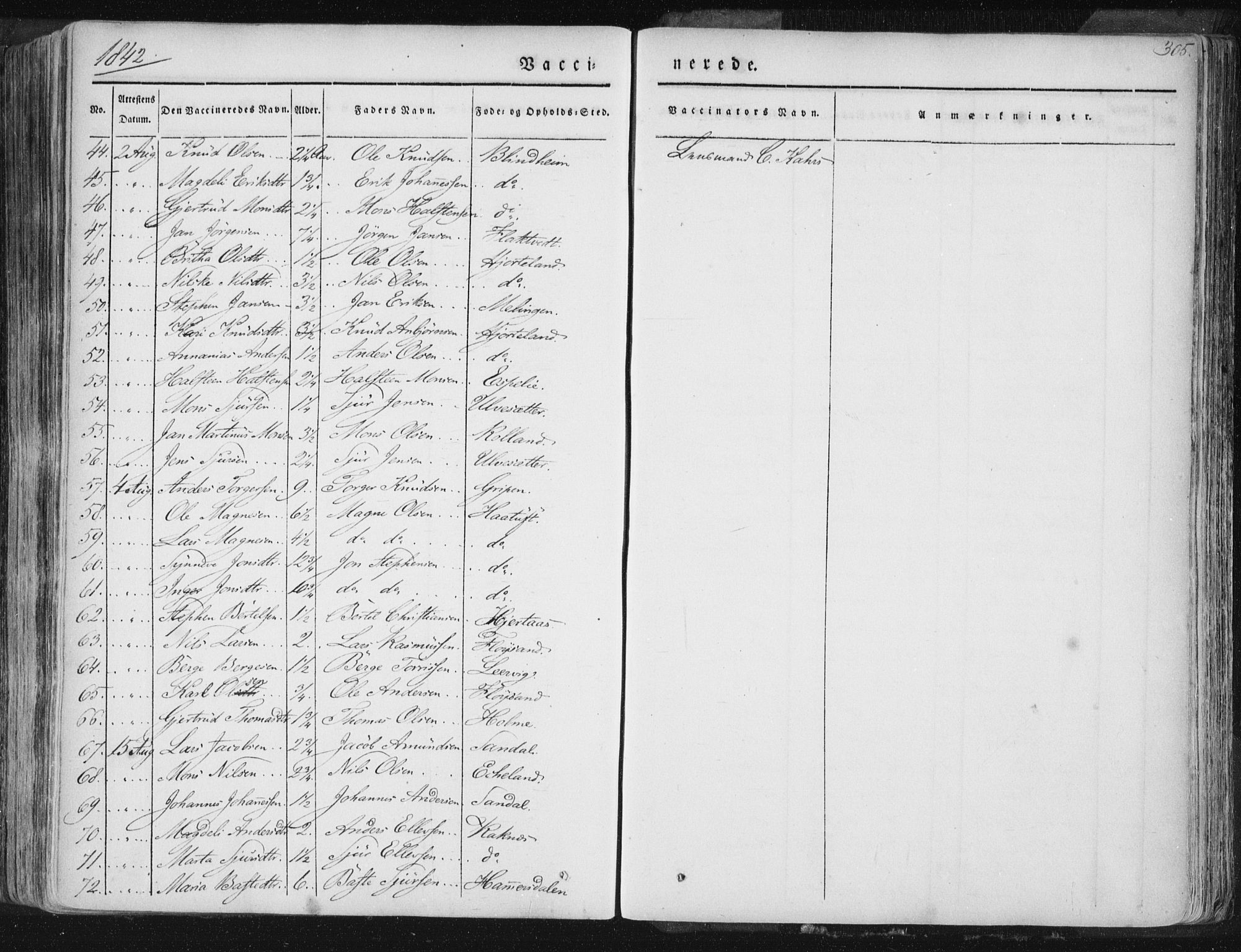 Hamre sokneprestembete, AV/SAB-A-75501/H/Ha/Haa/Haaa/L0012: Parish register (official) no. A 12, 1834-1845, p. 305