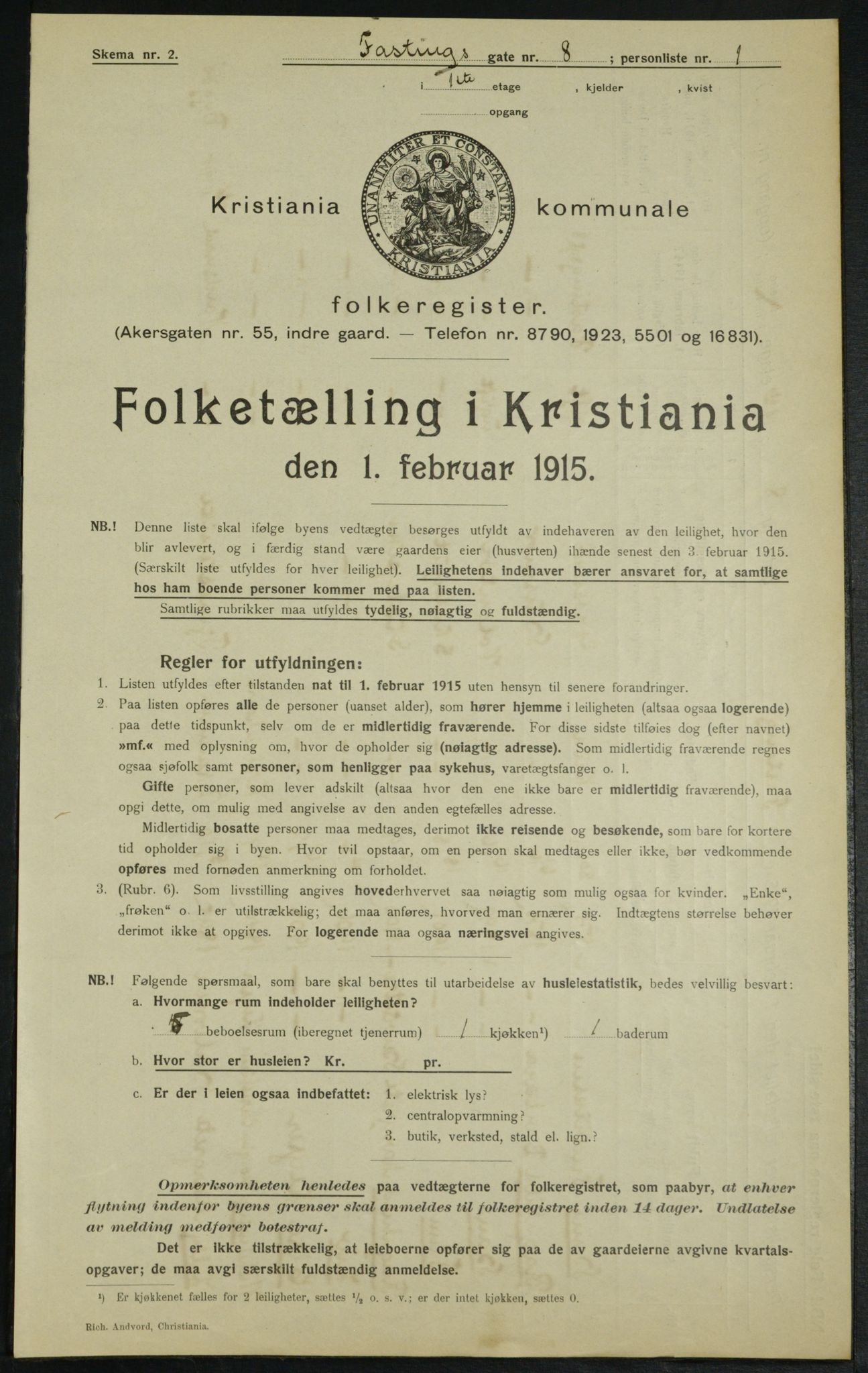 OBA, Municipal Census 1915 for Kristiania, 1915, p. 23227