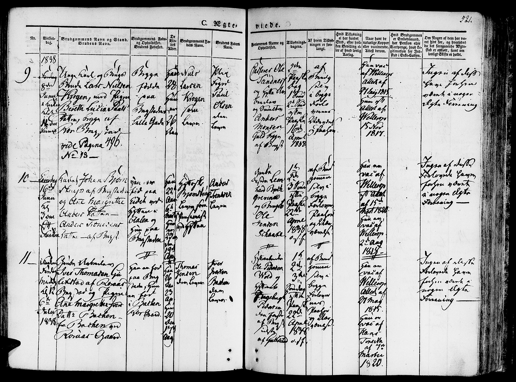 Ministerialprotokoller, klokkerbøker og fødselsregistre - Sør-Trøndelag, AV/SAT-A-1456/681/L0930: Parish register (official) no. 681A08, 1829-1844, p. 521