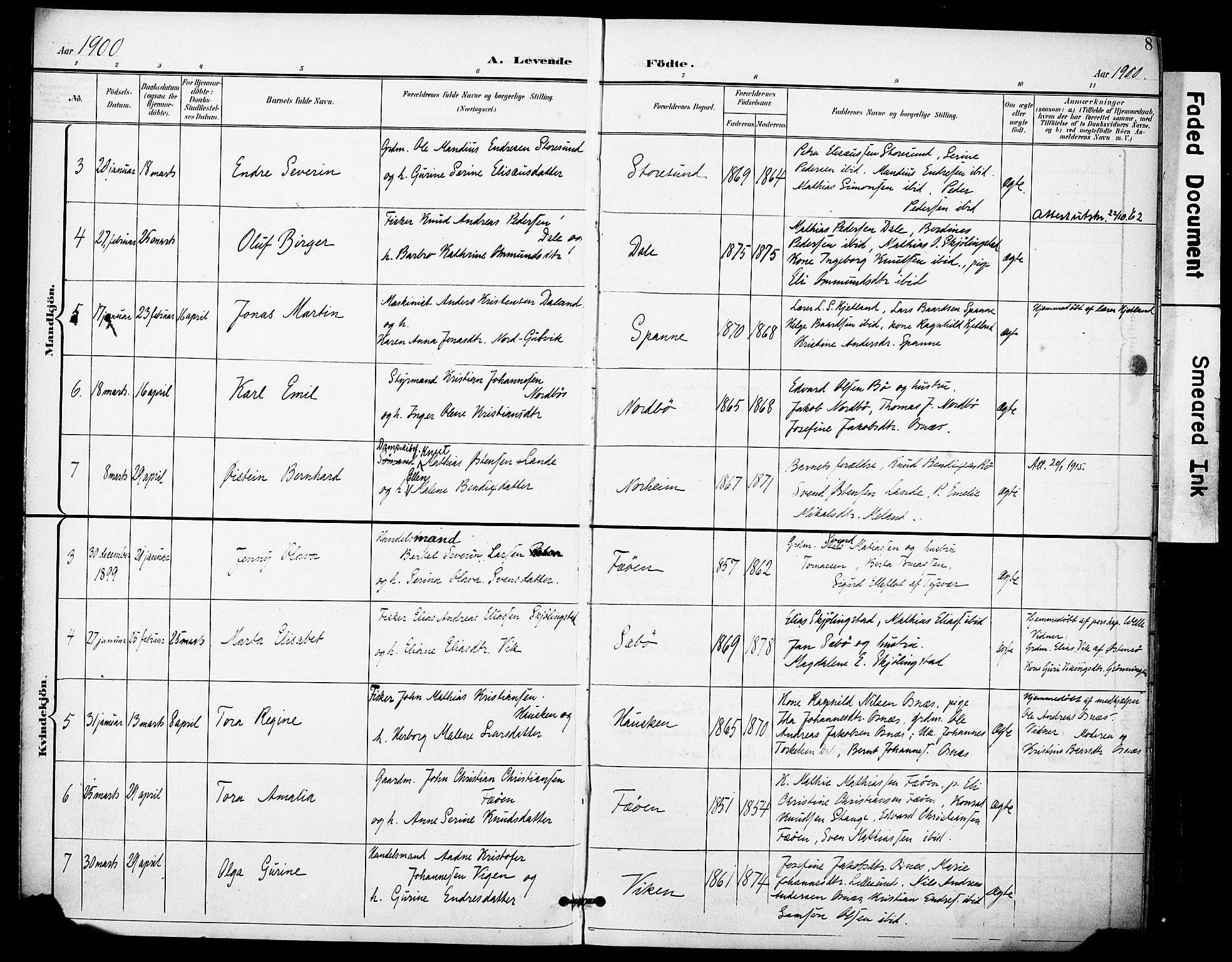 Torvastad sokneprestkontor, AV/SAST-A -101857/H/Ha/Haa/L0017: Parish register (official) no. A 16, 1899-1911, p. 8