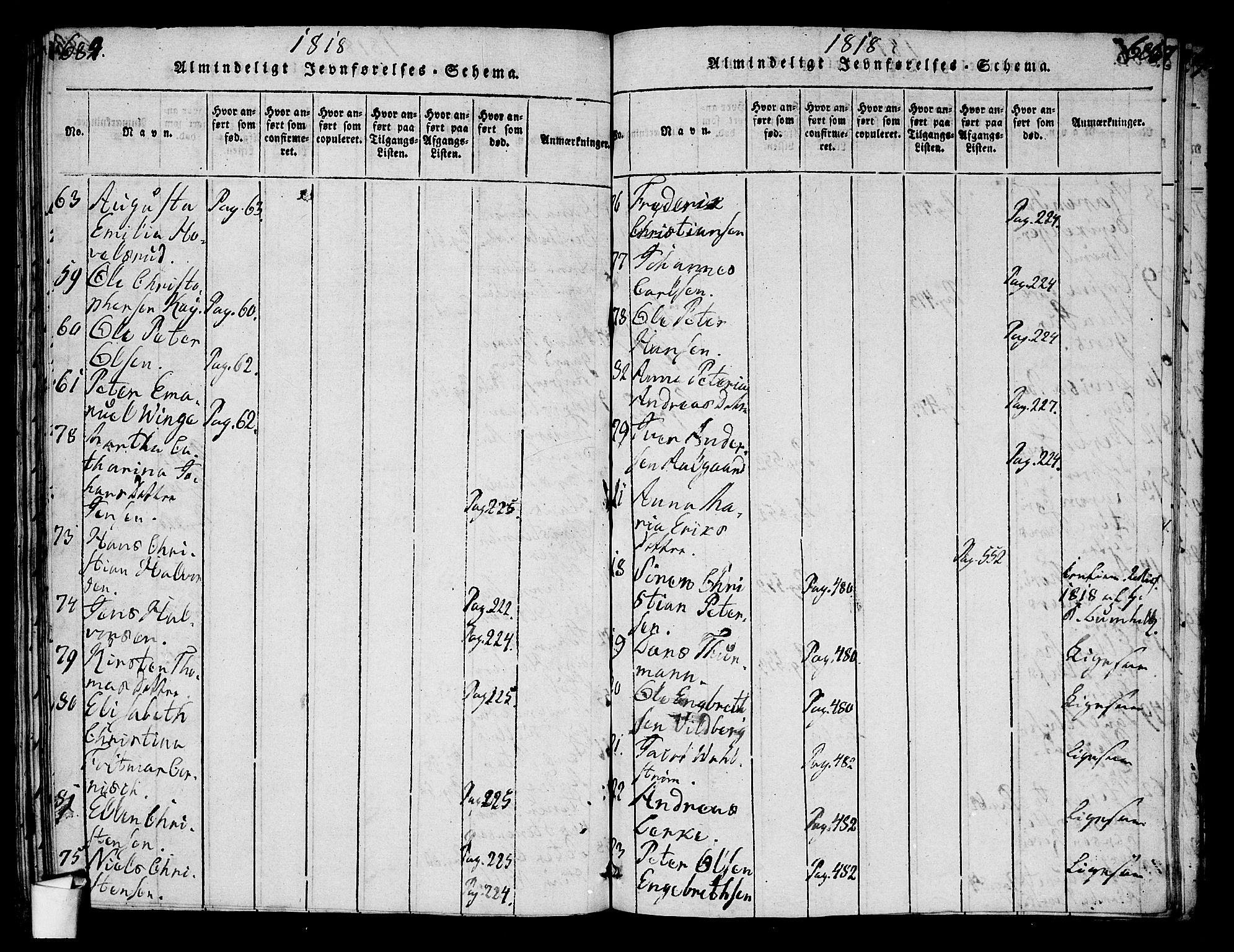 Oslo domkirke Kirkebøker, SAO/A-10752/G/Ga/L0001: Parish register (copy) no. 1, 1817-1825, p. 684-685