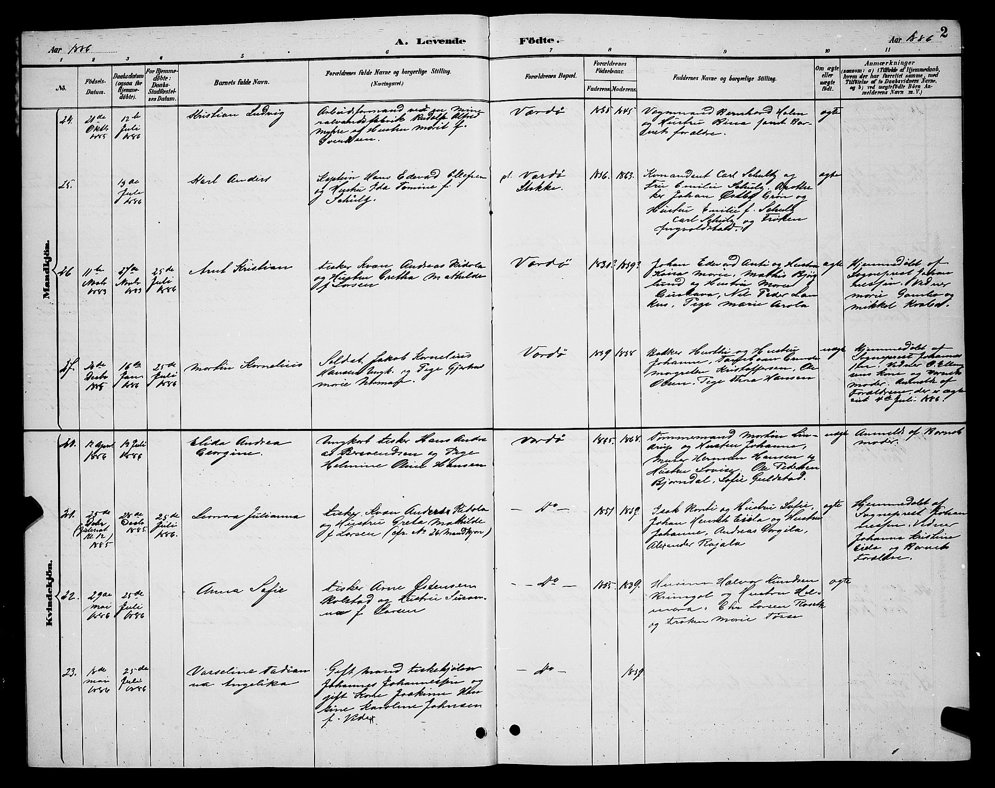 Vardø sokneprestkontor, AV/SATØ-S-1332/H/Hb/L0005klokker: Parish register (copy) no. 5, 1887-1892, p. 2