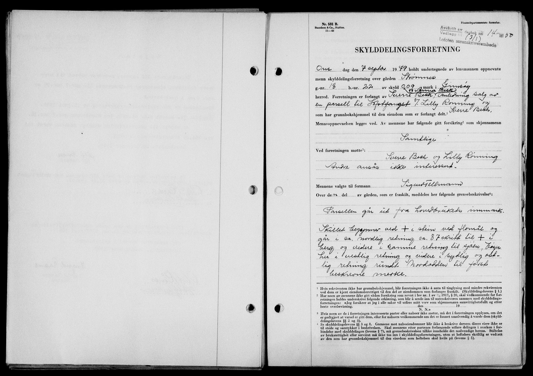 Lofoten sorenskriveri, SAT/A-0017/1/2/2C/L0022a: Mortgage book no. 22a, 1949-1950, Diary no: : 14/1950