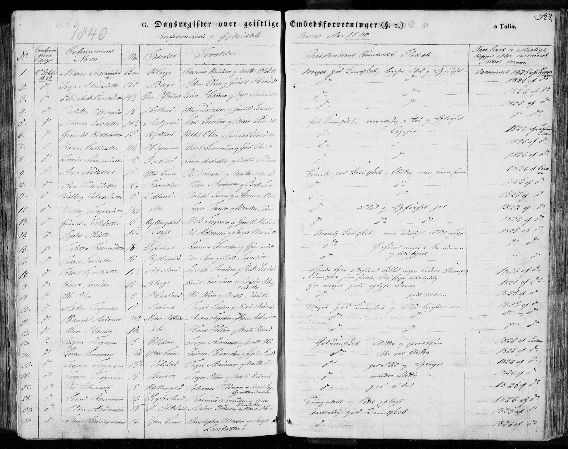 Lye sokneprestkontor, AV/SAST-A-101794/001/30BA/L0004: Parish register (official) no. A 4, 1826-1841, p. 584