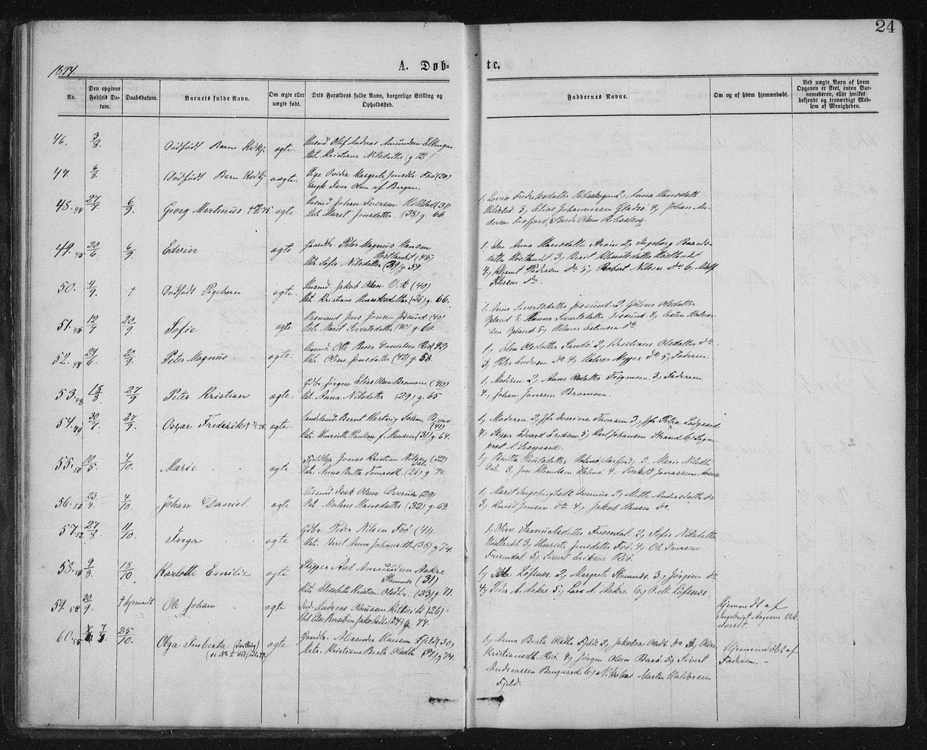 Ministerialprotokoller, klokkerbøker og fødselsregistre - Nord-Trøndelag, SAT/A-1458/771/L0596: Parish register (official) no. 771A03, 1870-1884, p. 24