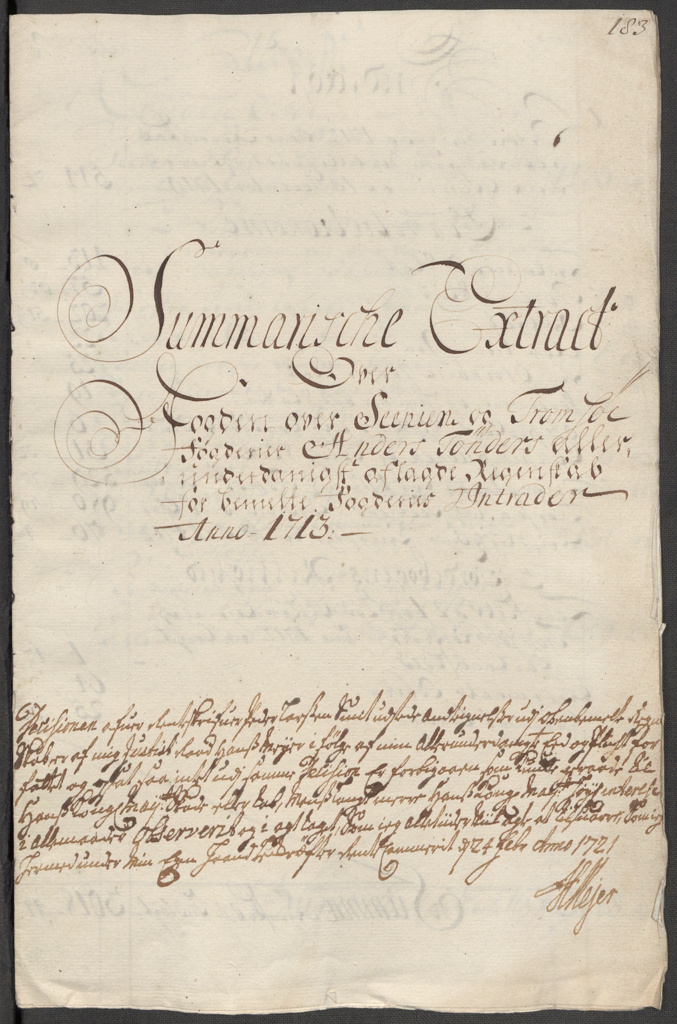 Rentekammeret inntil 1814, Reviderte regnskaper, Fogderegnskap, RA/EA-4092/R68/L4759: Fogderegnskap Senja og Troms, 1713, p. 22