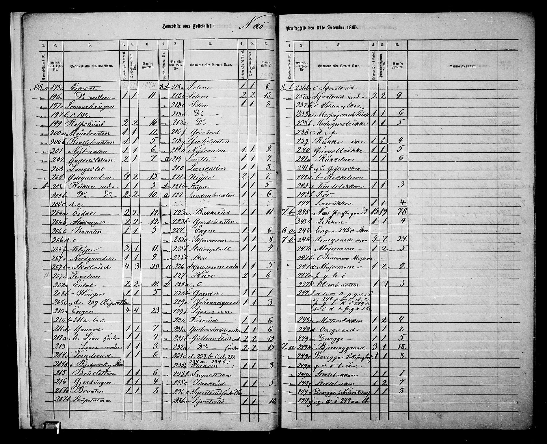 RA, 1865 census for Nes, 1865, p. 11